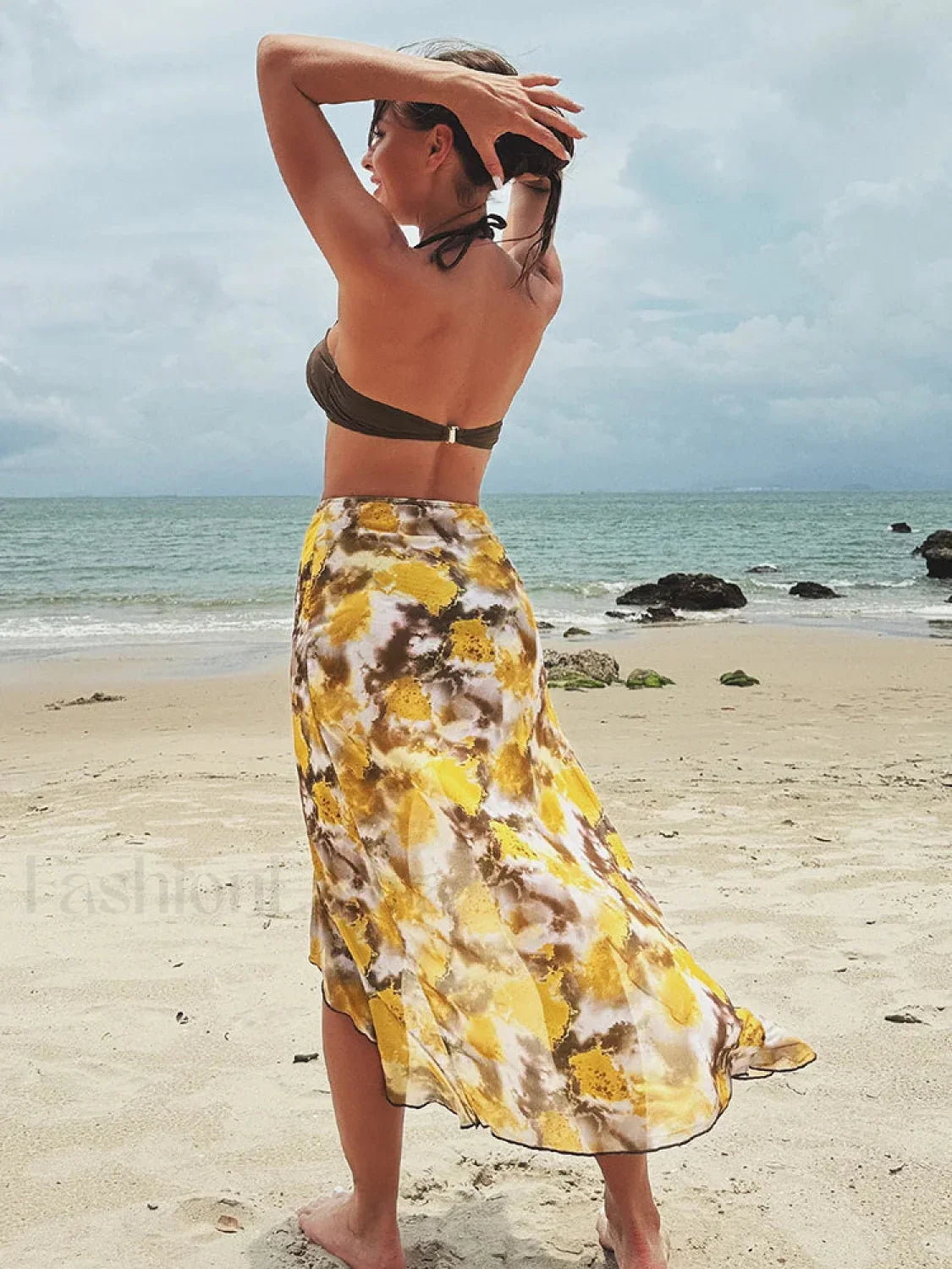 Shirring Print Three Piece Set