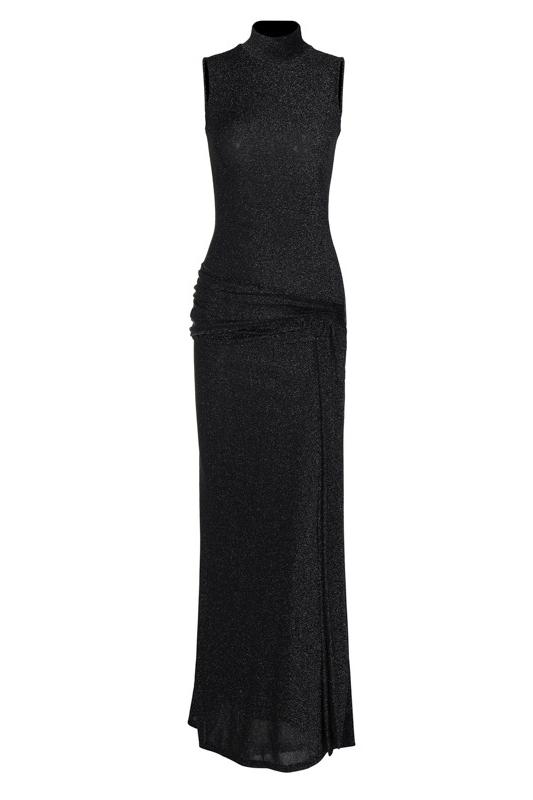 Shonna Metallic Strap Maxi Knit Dress in Black - View 8