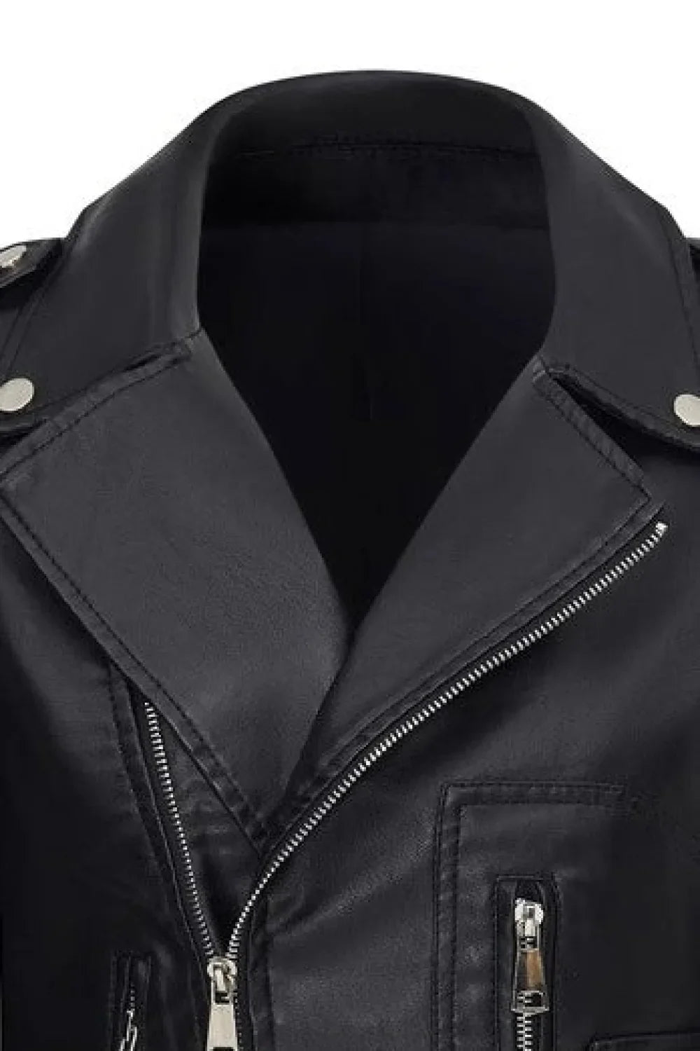 Short PU Leather Zip Jacket