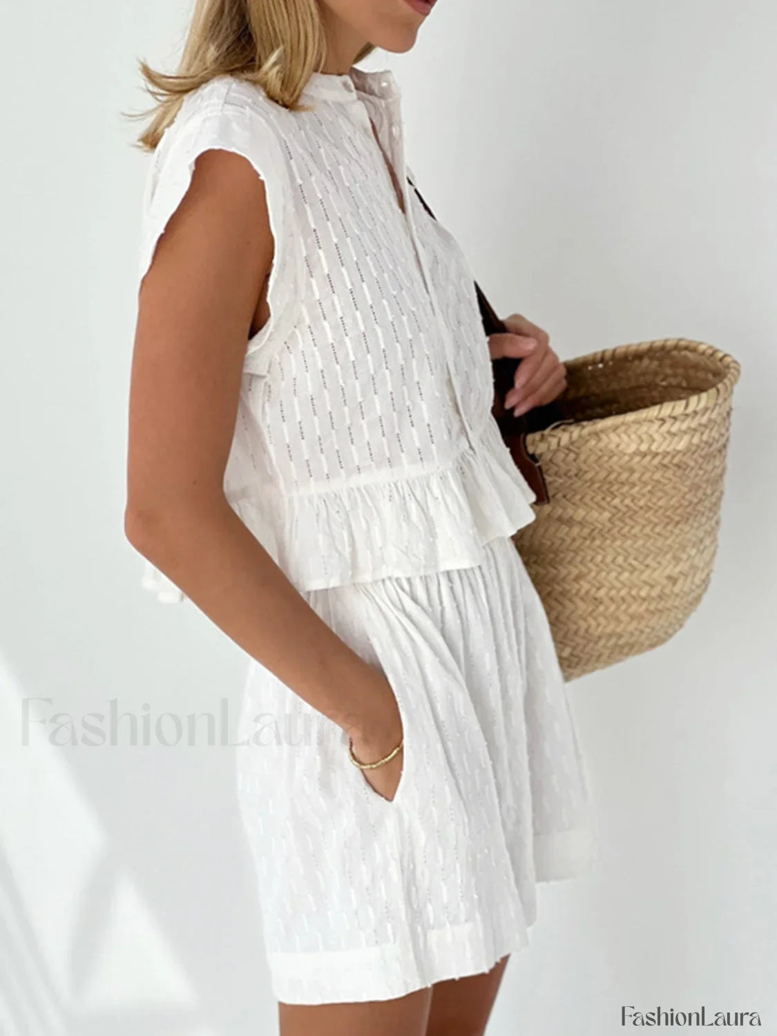 Short Sleeve Graceful Cotton Shorts Set