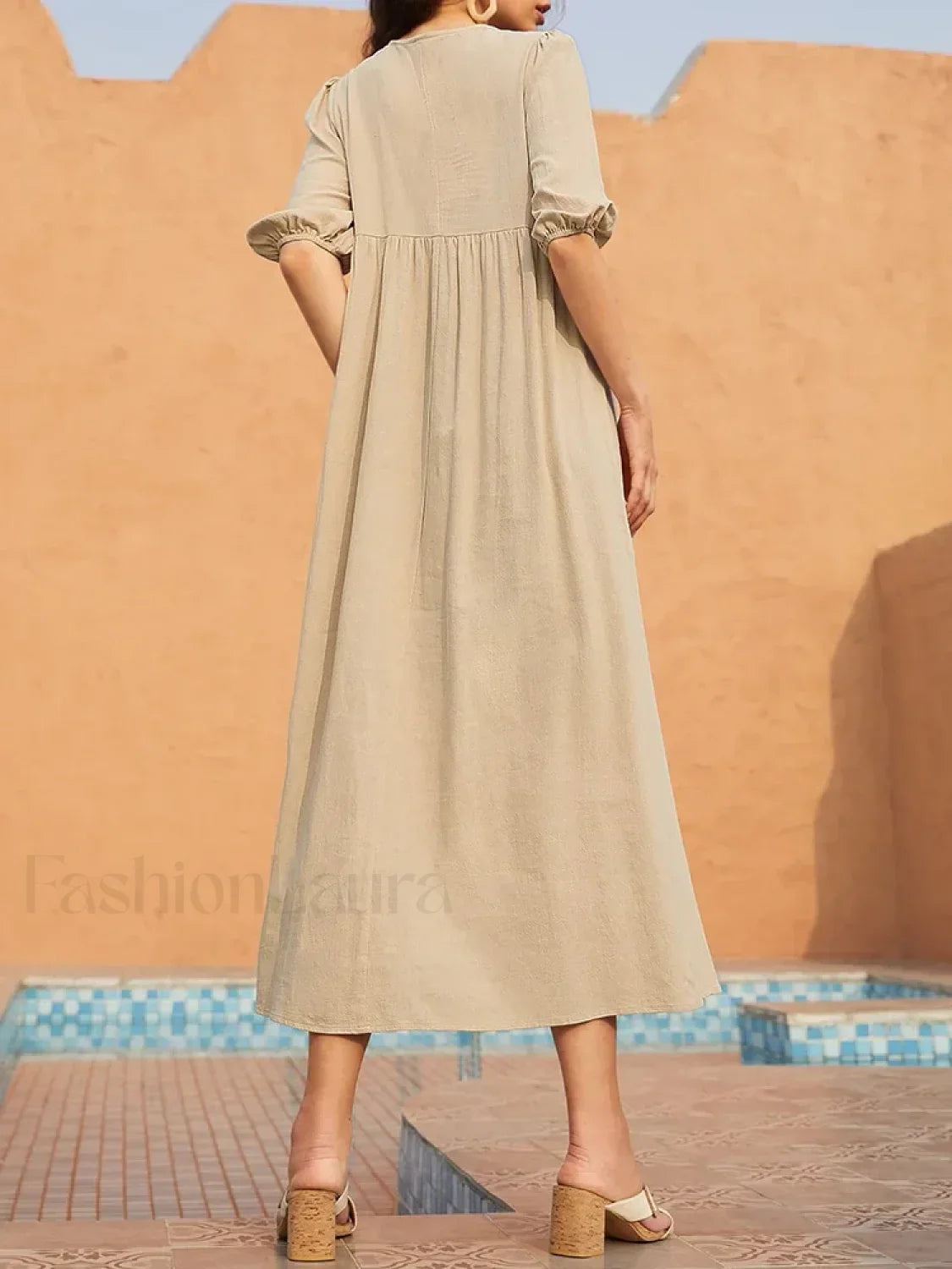 Short-Sleeve Printed Boho Dress