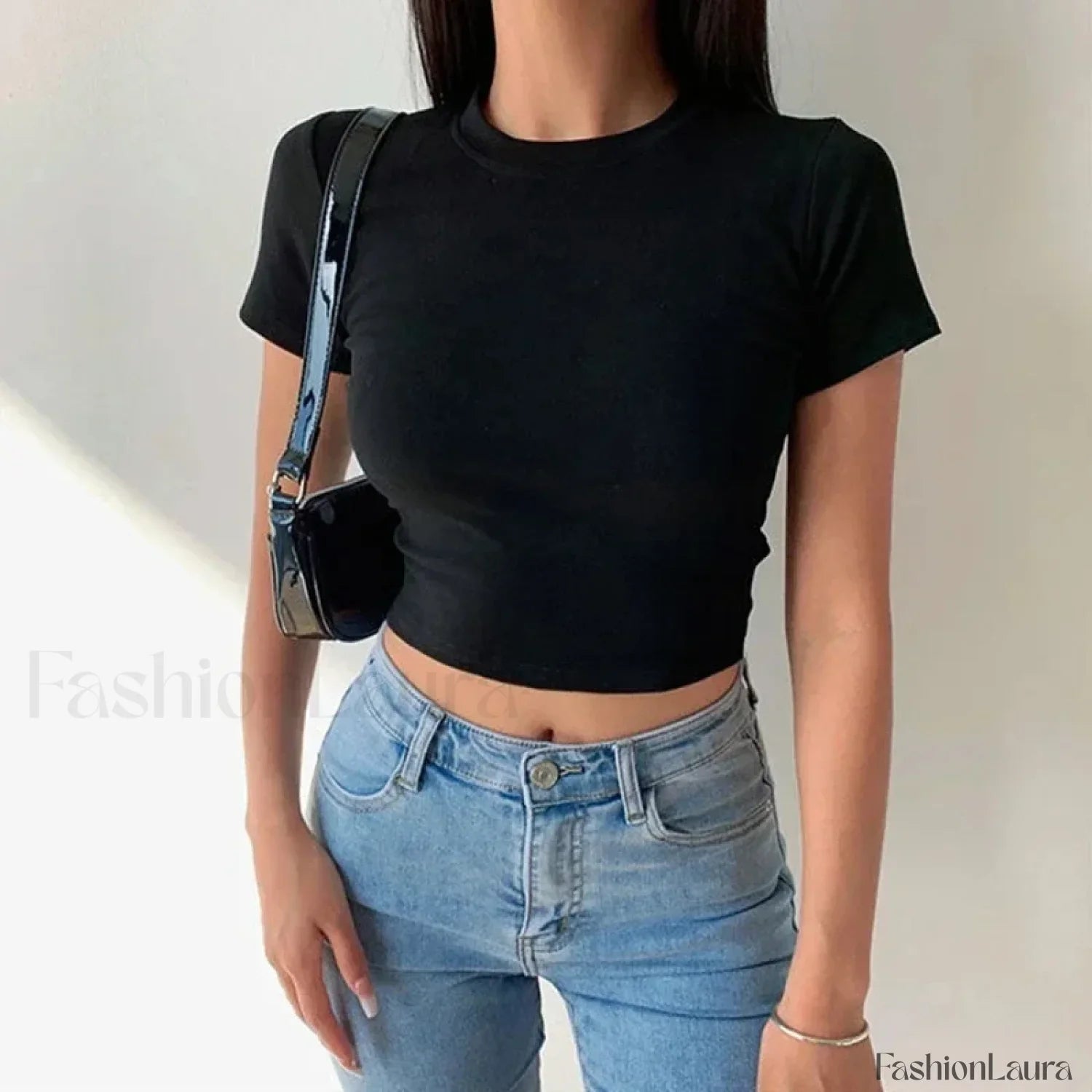 Short Sleeve Solid Simple Casual Crop Top