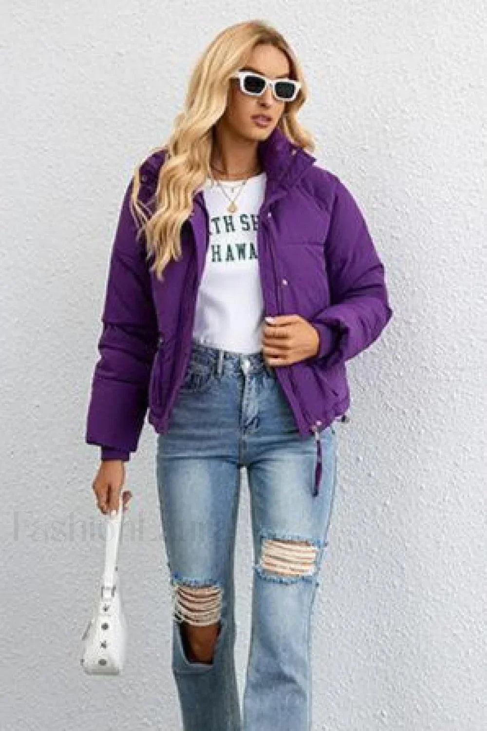 Short Stand Collar Puffer Coat