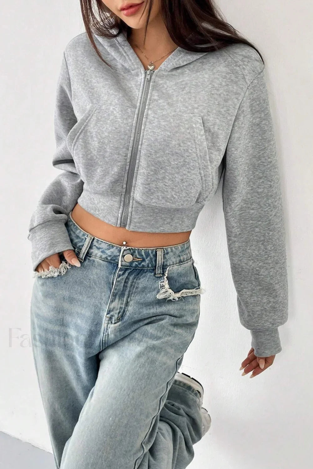 Short Zip Up Hoodie Coat