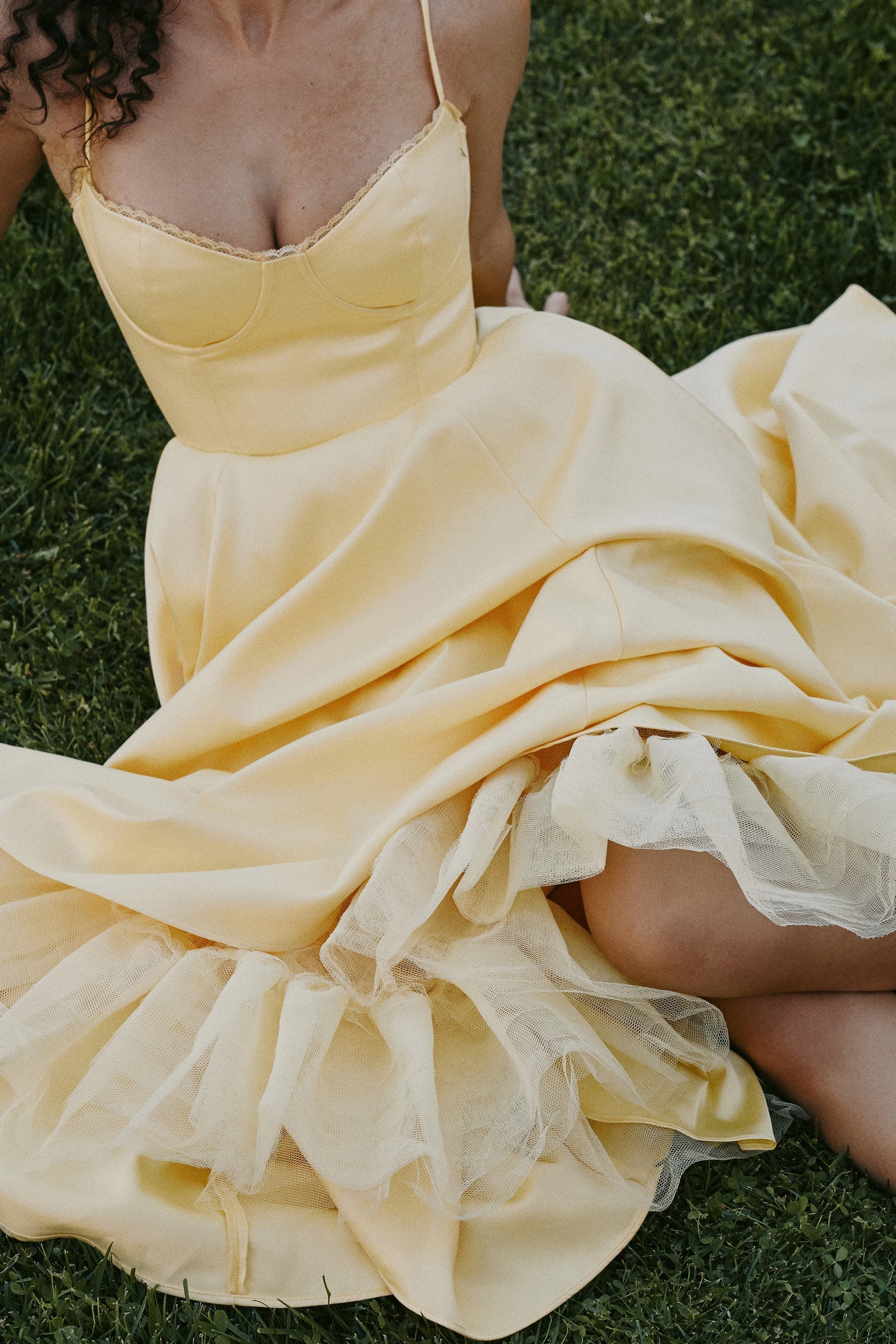 Satin Tulle Midi Dress - View 4