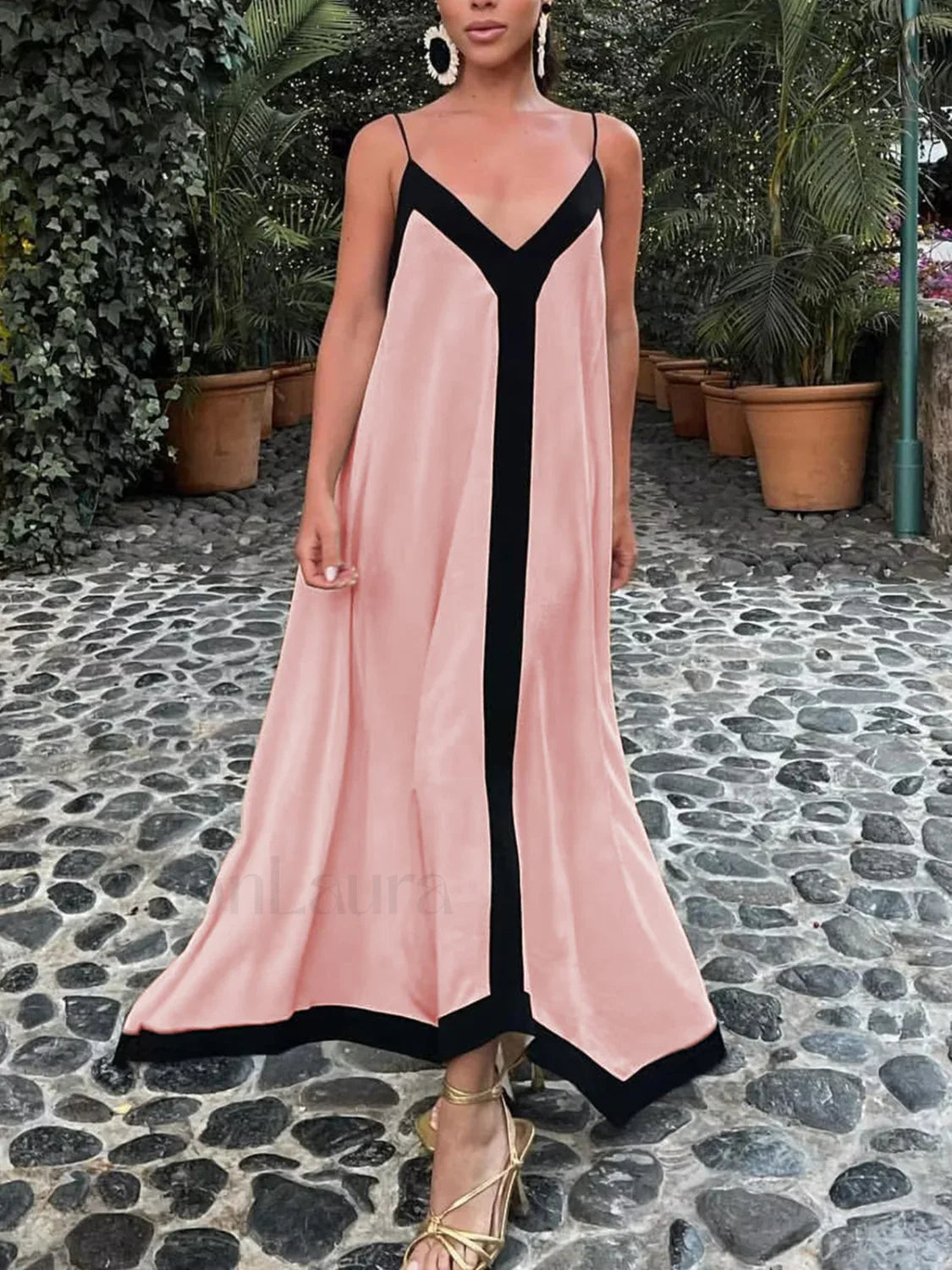Sicily Old Money Aesthetics Slip Long Dress Pink / XS Dresses