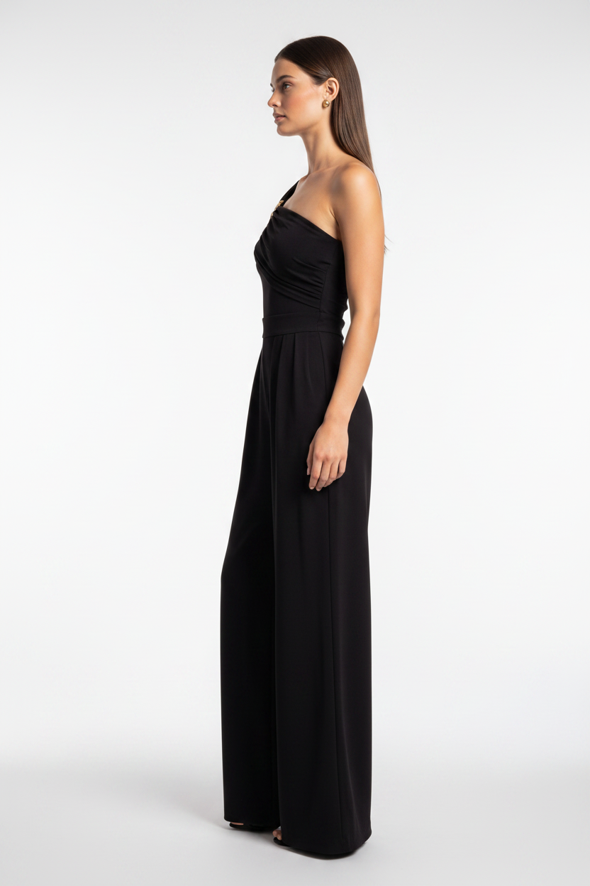 Elegant High-Waisted Wide Leg Jumpsuit with Pockets & Belted Waist