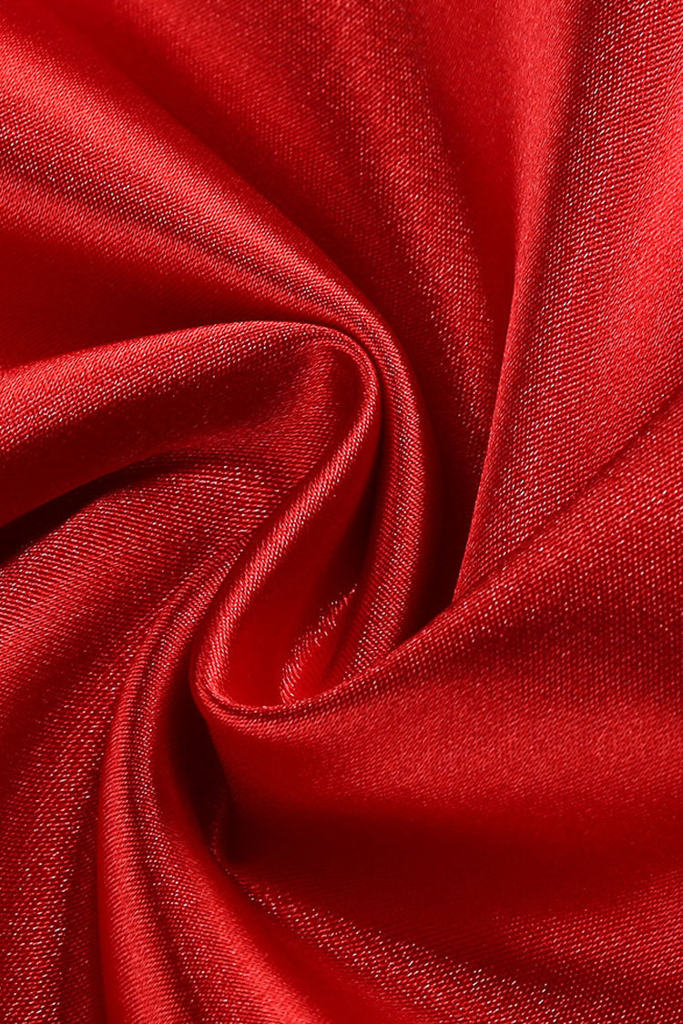 Silky Satin Boat Neck Rosette Draped Backless Tank Party Mini Dress