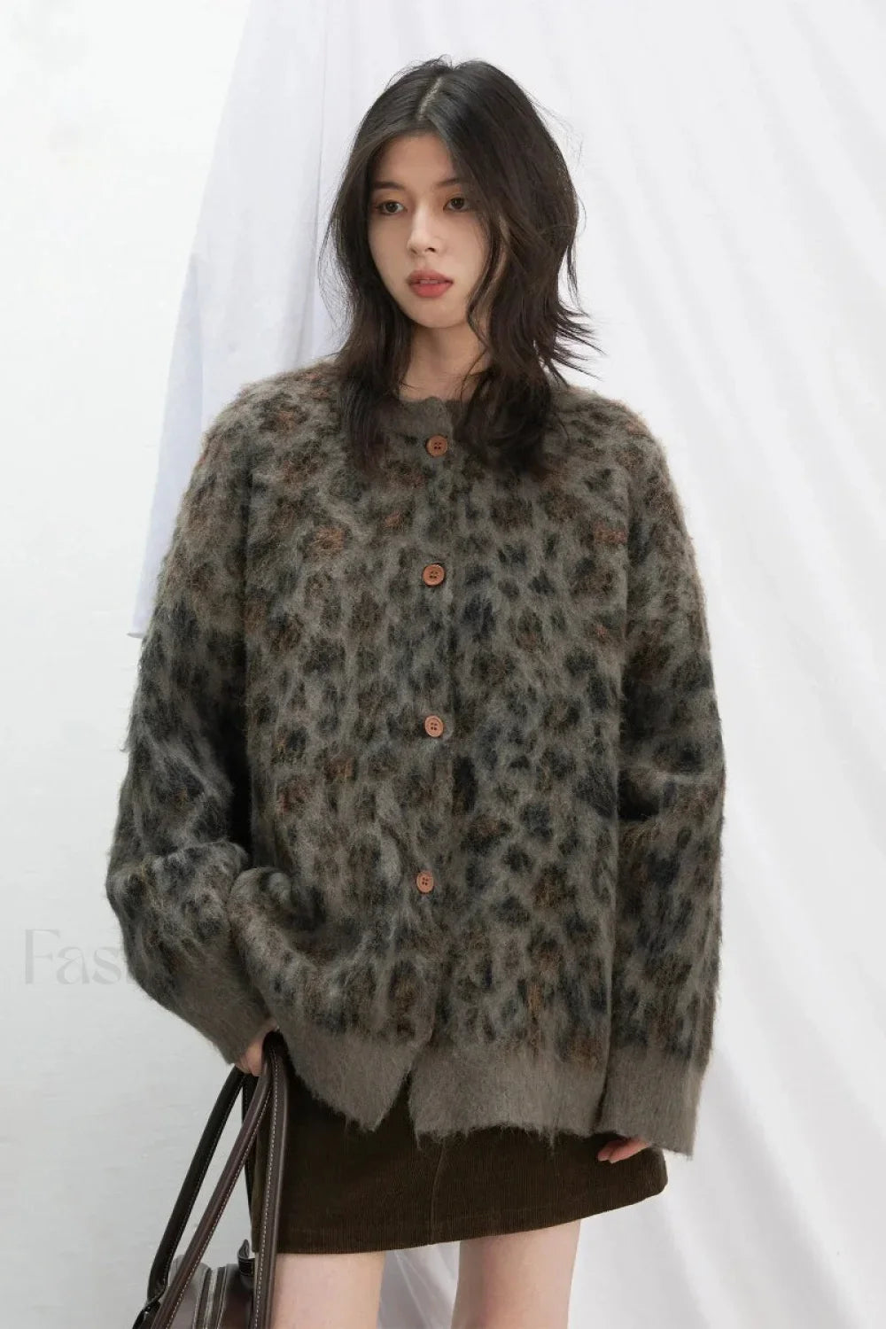 Single Breasted Leopard Print Cardigan