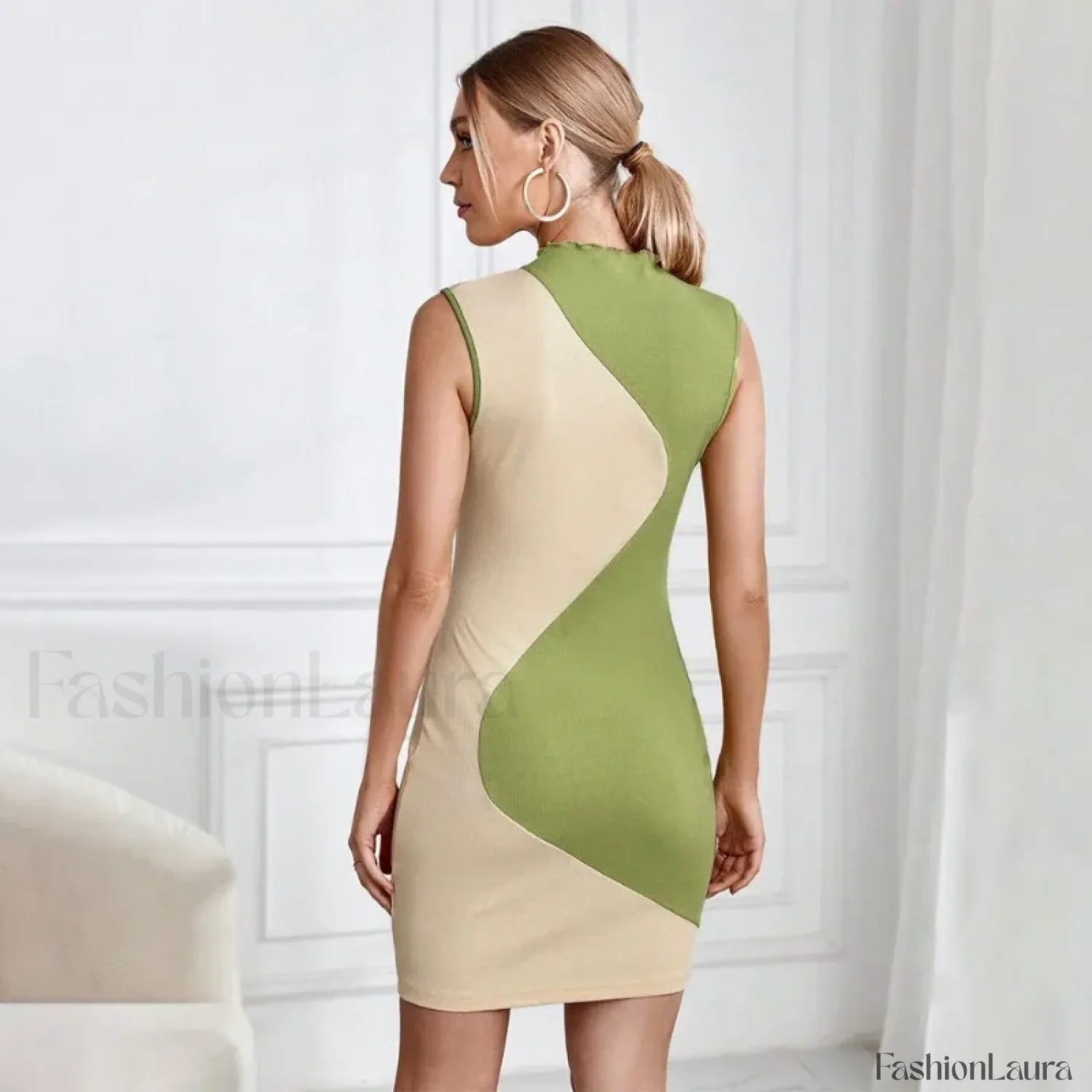Skinny Knitted Summer Women's 2024 New Patchwork Sleeveless Slim Elastic High Waist Hip Wrap Mini Dress