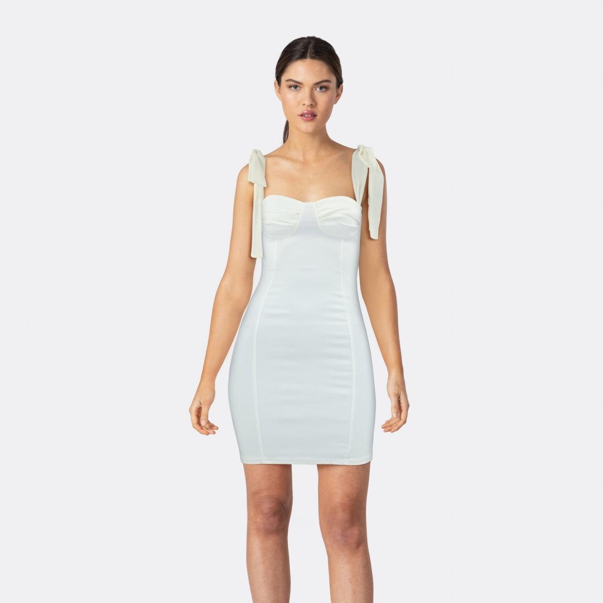Ribbon Tie Up Corset Bodycon Midi Dress - View 8