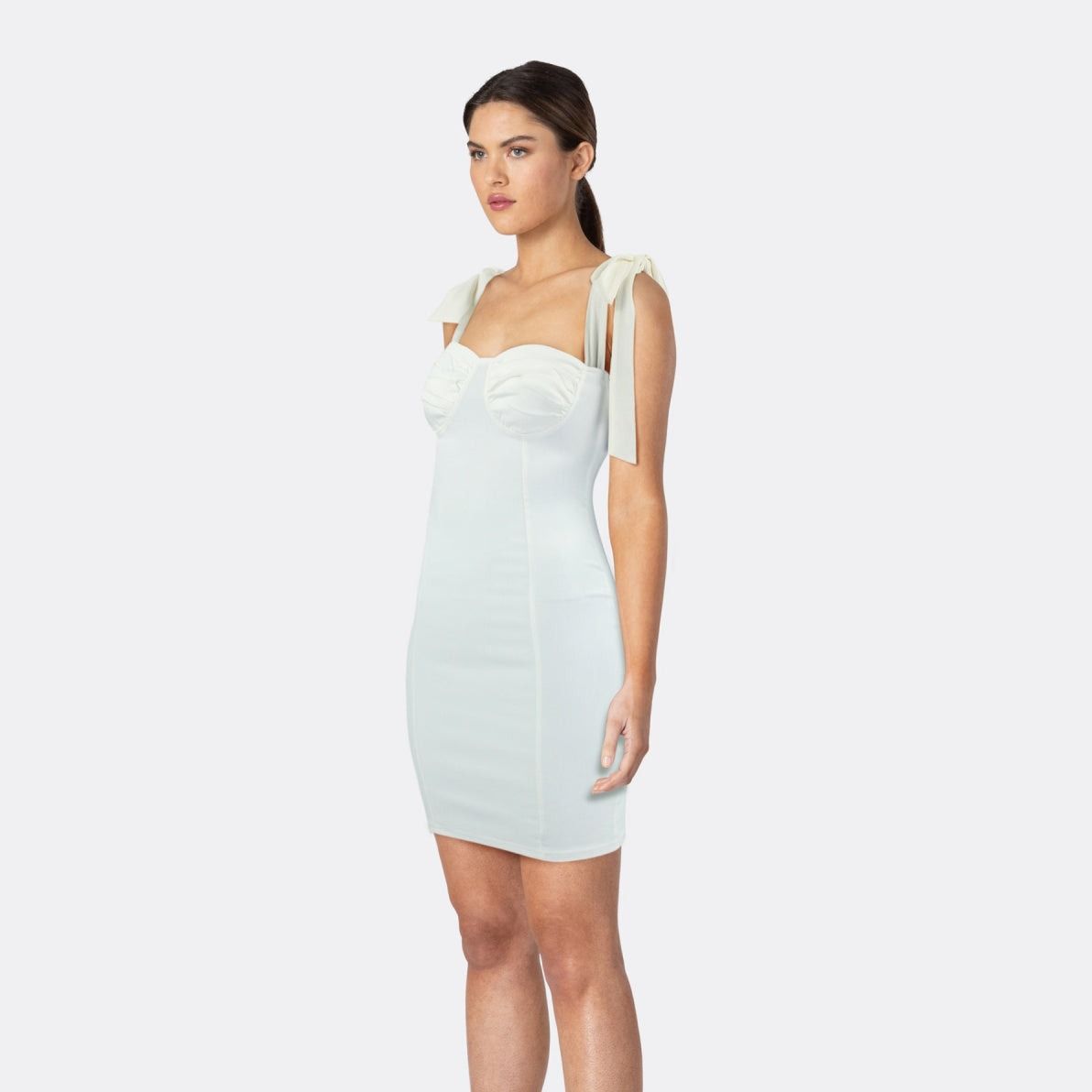 Ribbon Tie Up Corset Bodycon Midi Dress - View 9