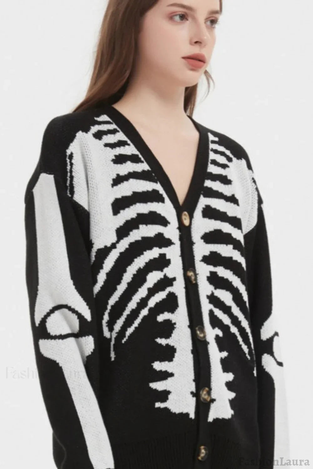 Skull Print Knit Cardigan