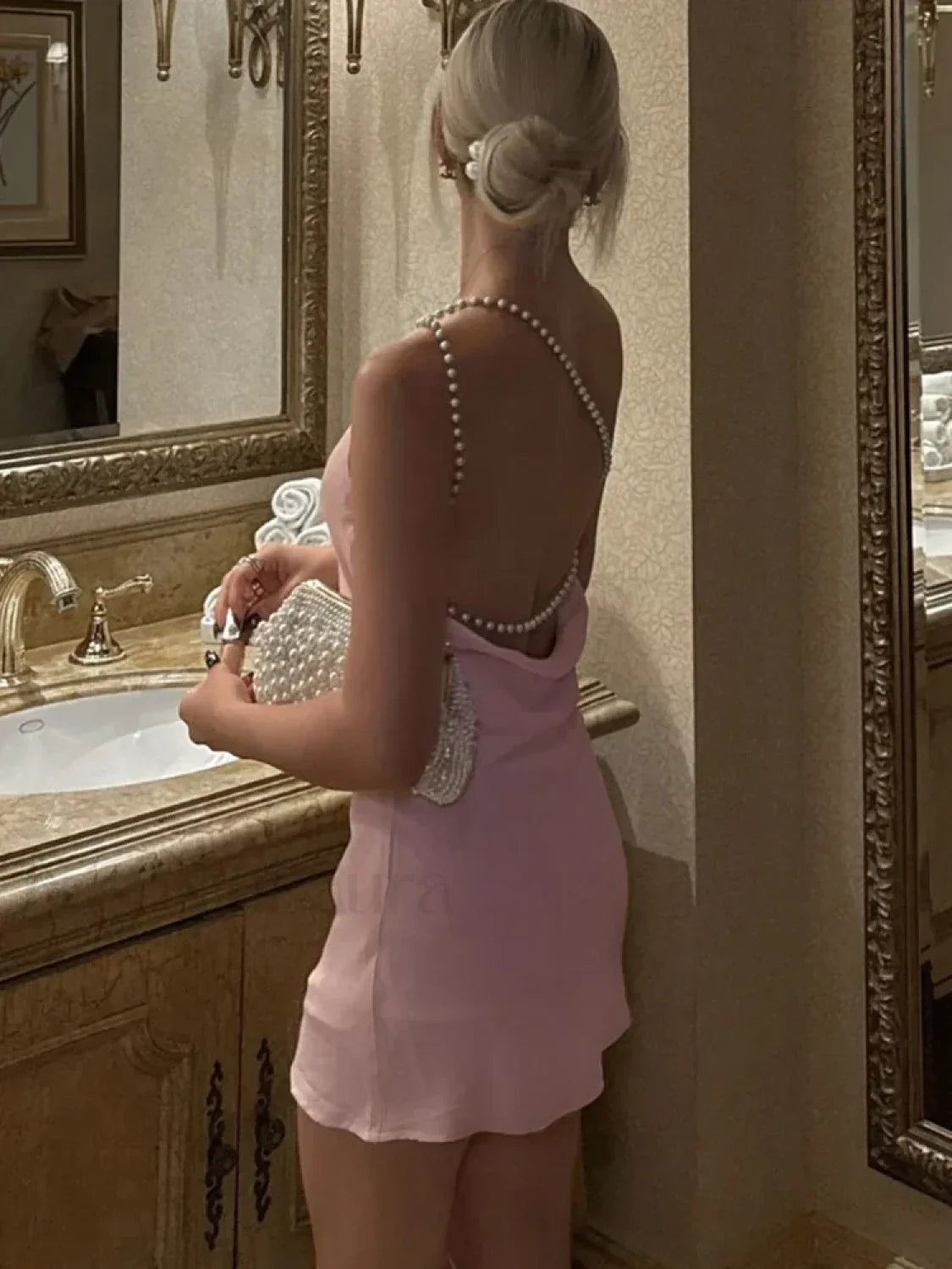 Slanted Shoulder Solid Mini Dress