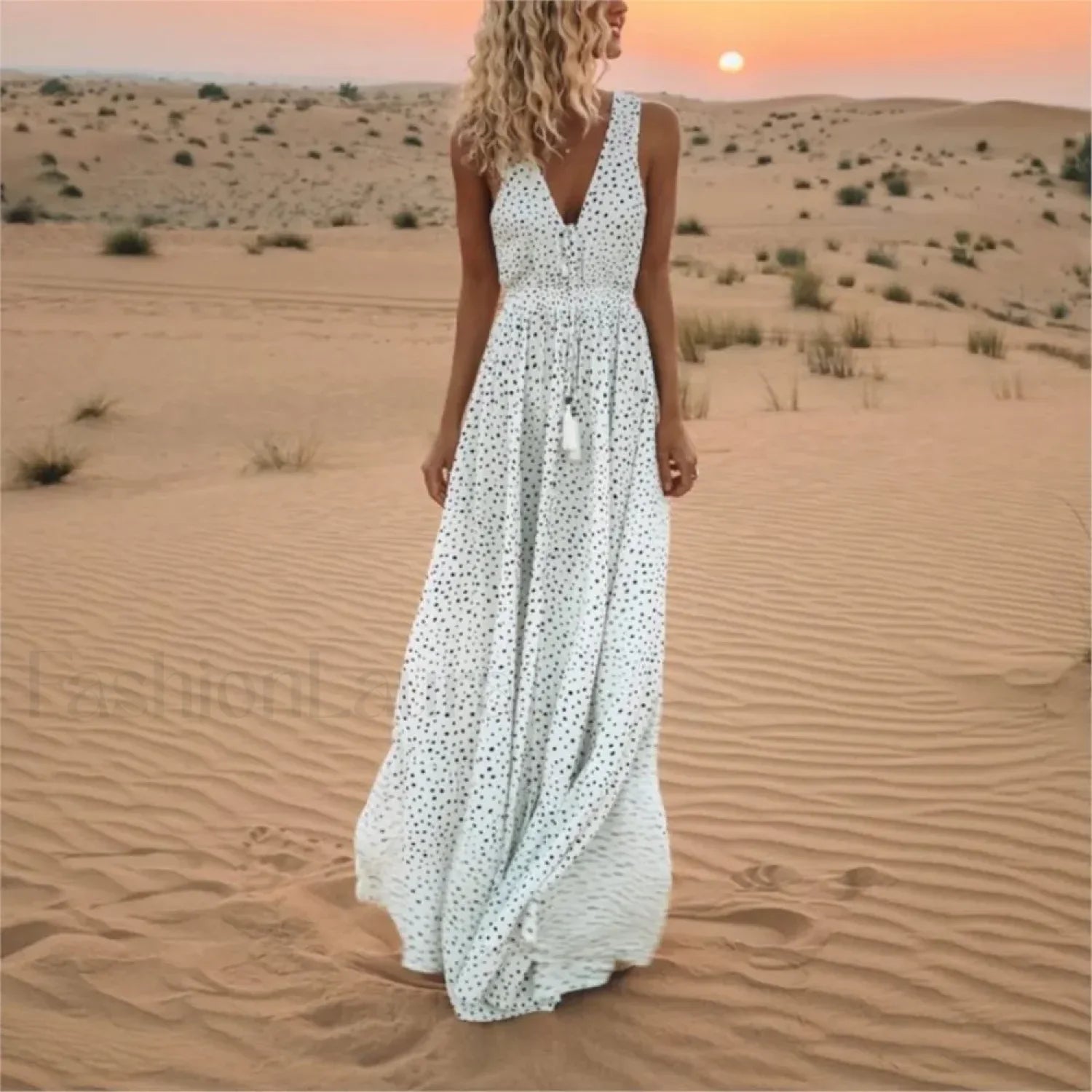 Sleeveless A-Line Patchwork Boho Dress