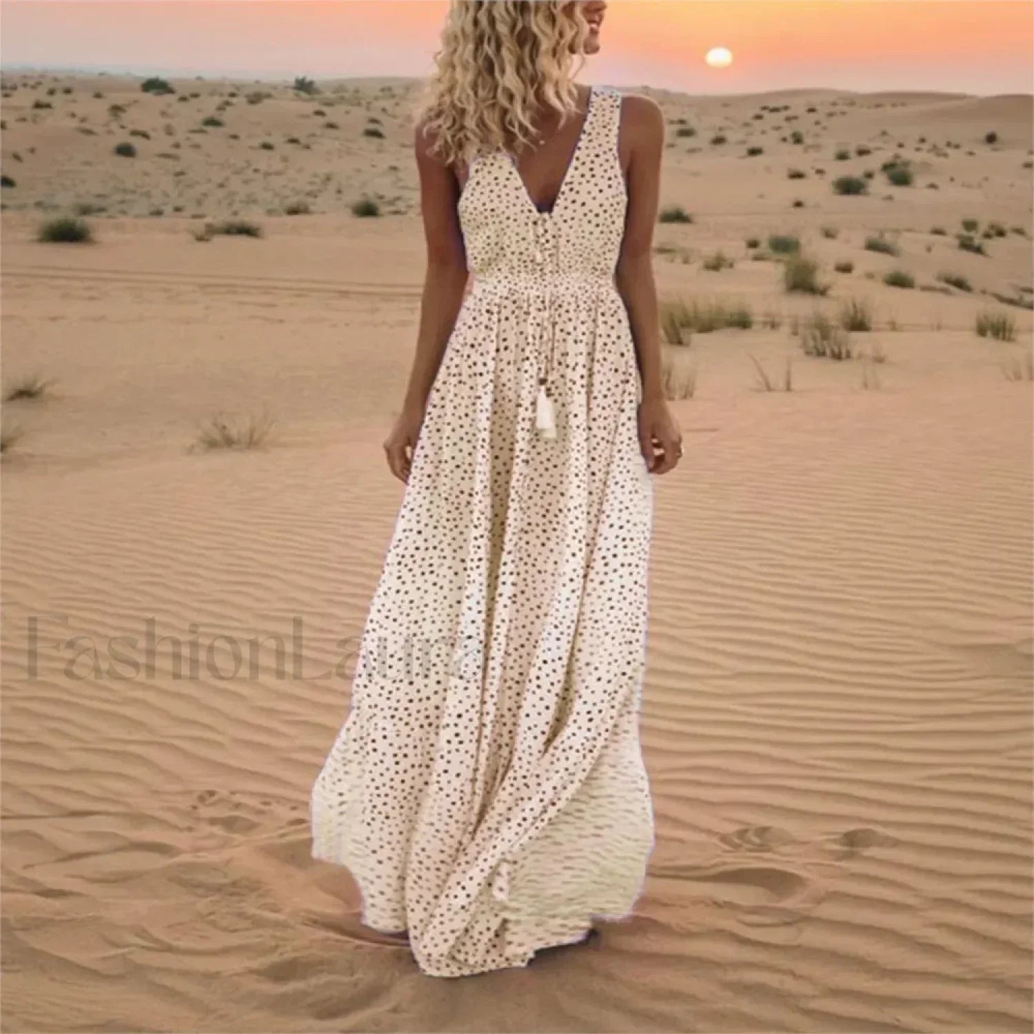 Sleeveless A-Line Patchwork Boho Dress