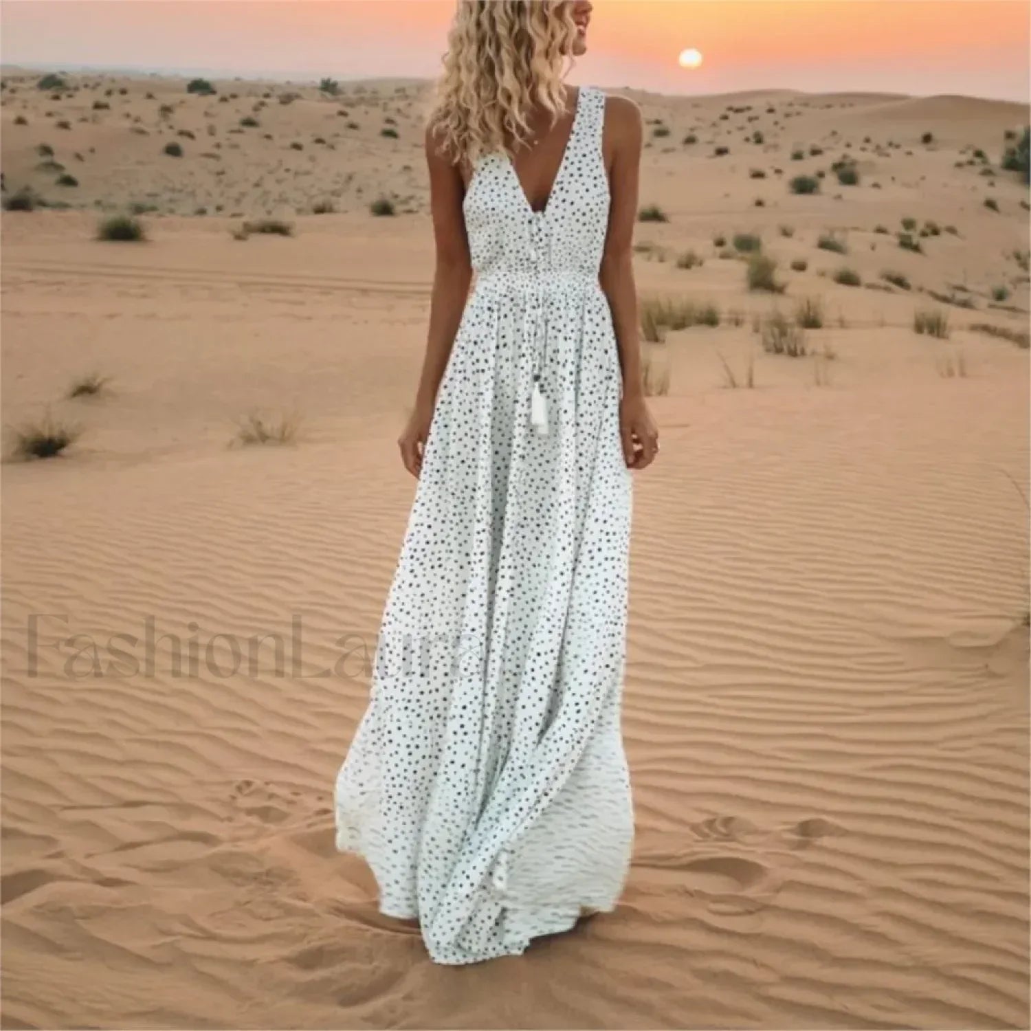 Sleeveless A-Line Patchwork Boho Dress