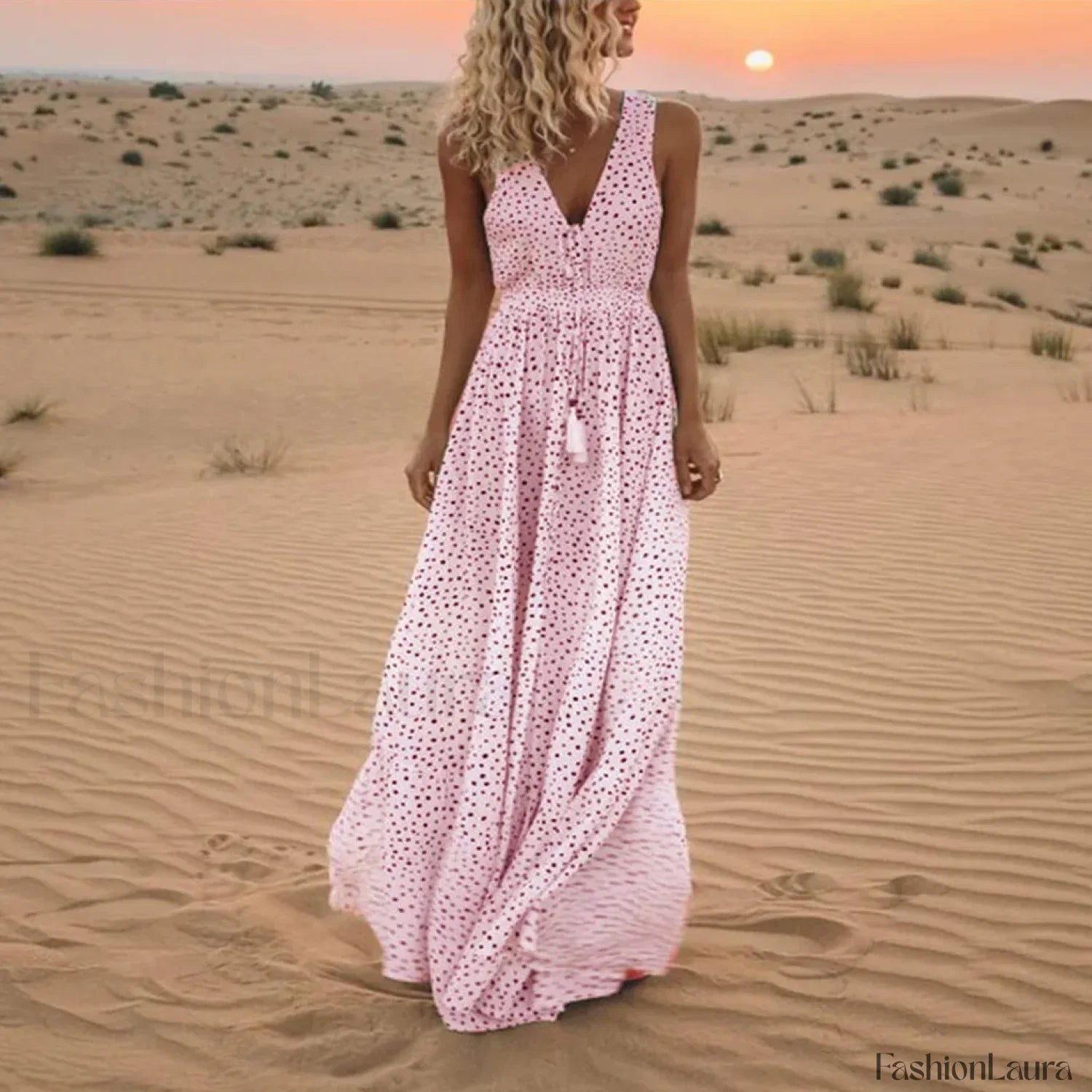 Sleeveless A-Line Patchwork Boho Dress