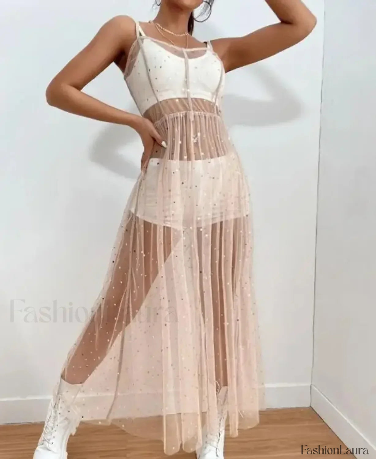 Sleeveless Sequin Split Cover Up