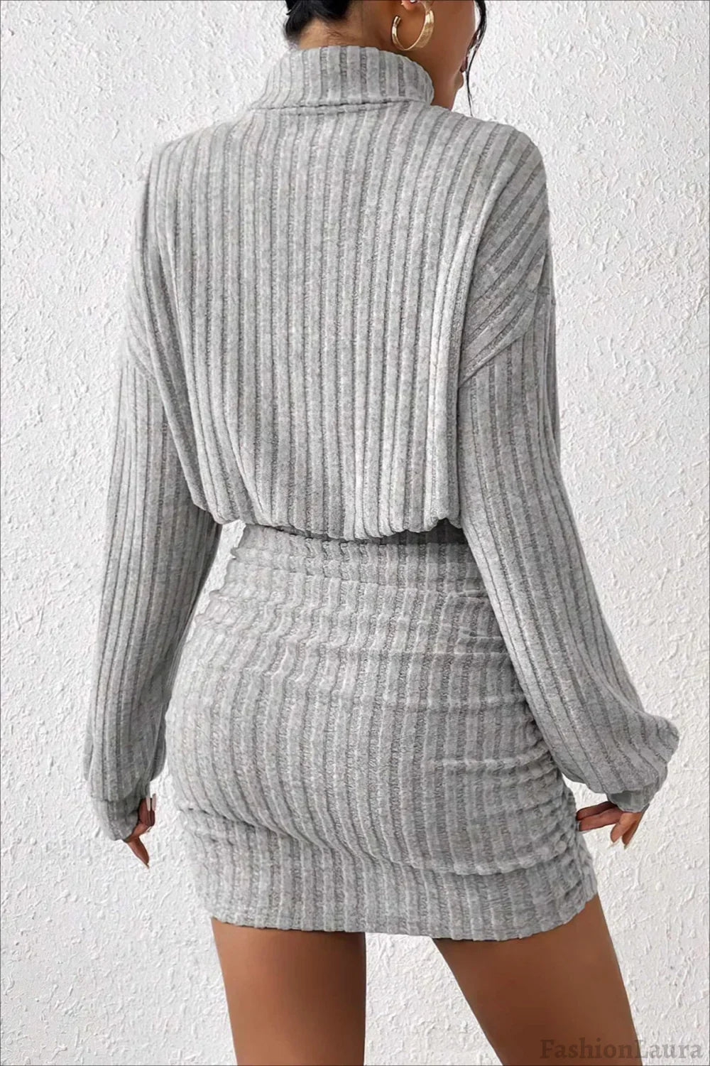 Slim Fit Ribbed Knit Sweater Dress