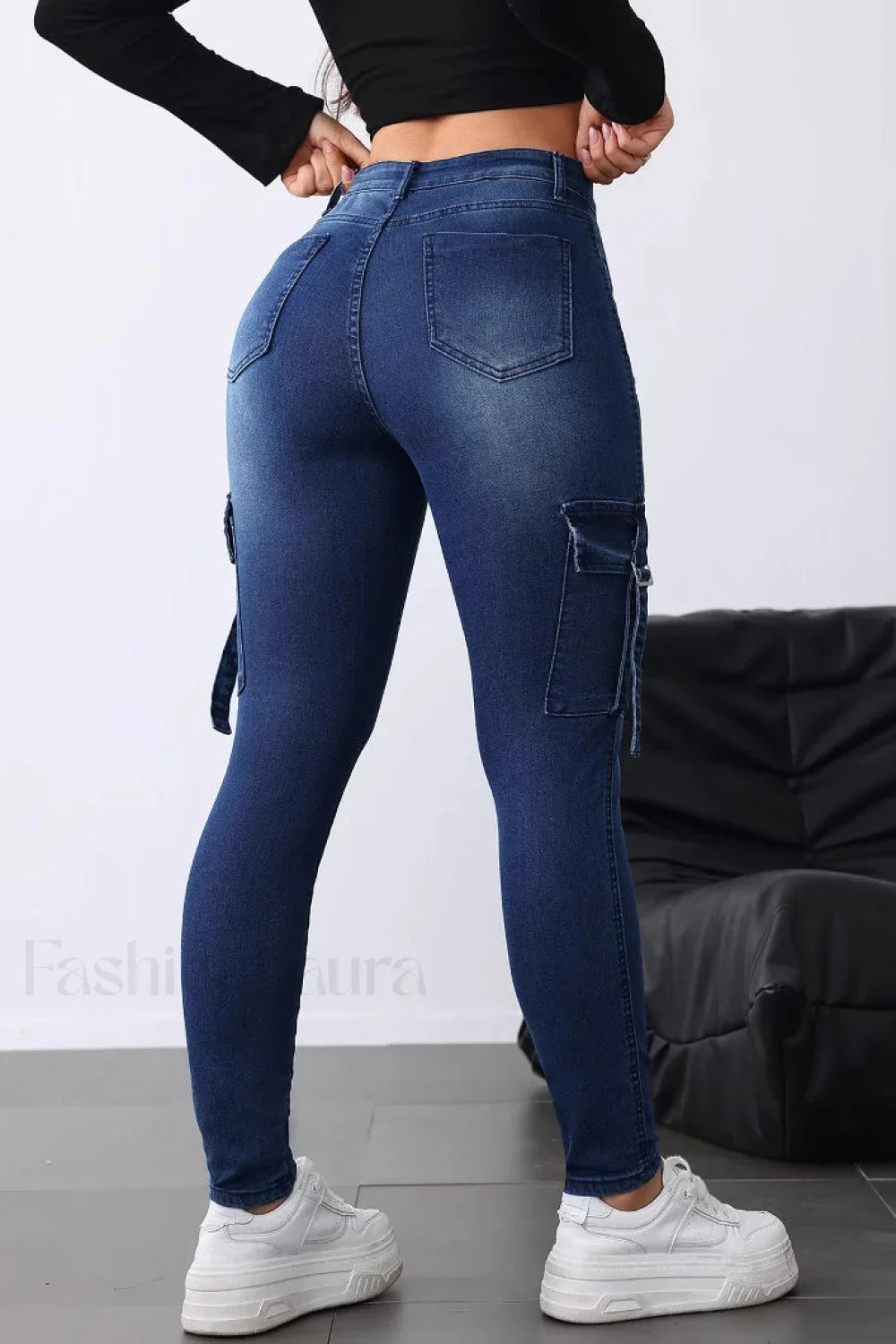 Slim Fit Stretch Flap Cargo Jeans
