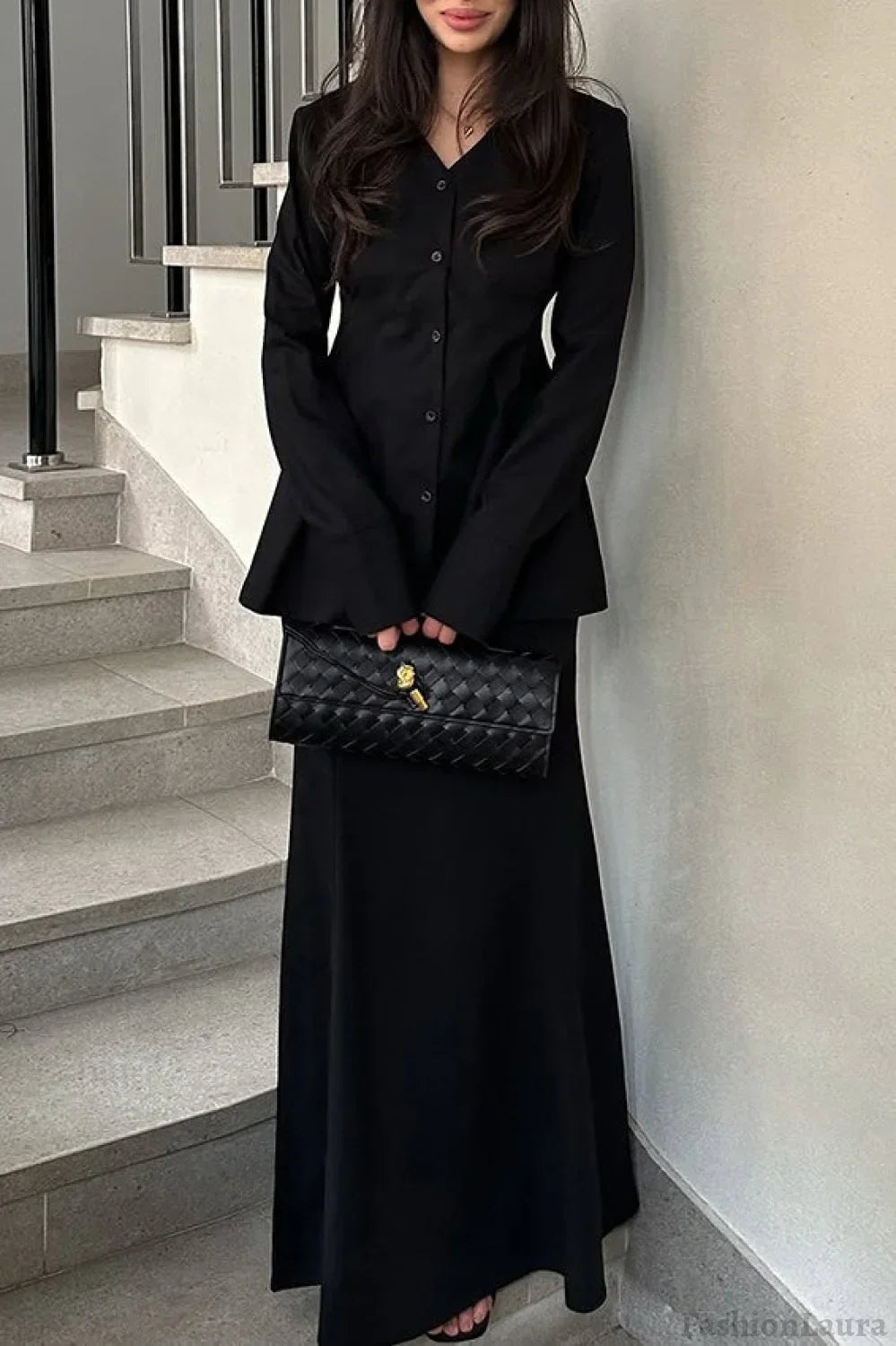 Slim Fit V Neck Blazer S / Black