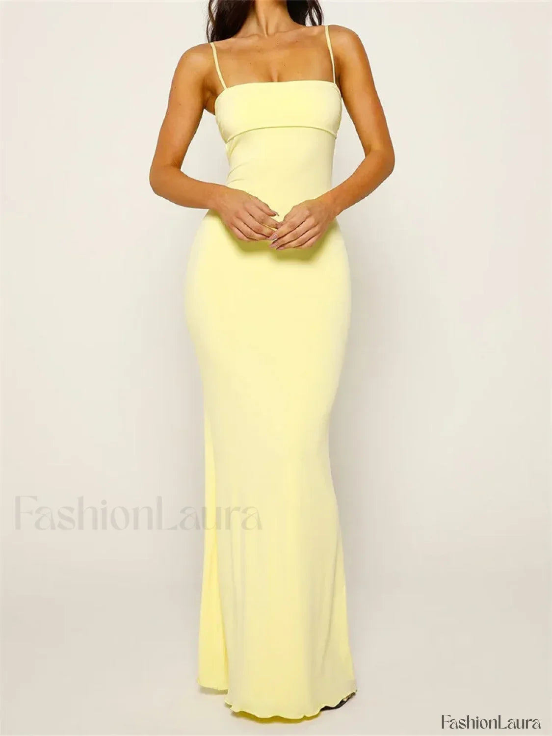 Slim Square Backless Maxi Dress