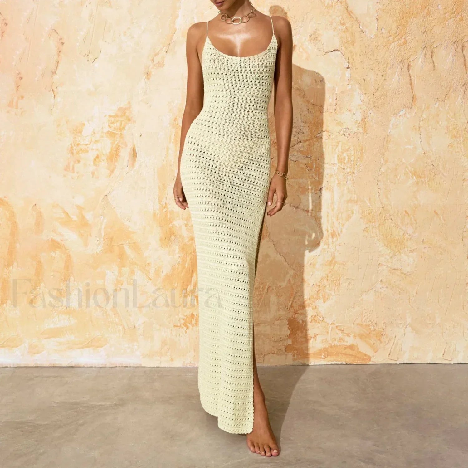 Slit Bodycon Knit Maxi Cover Up