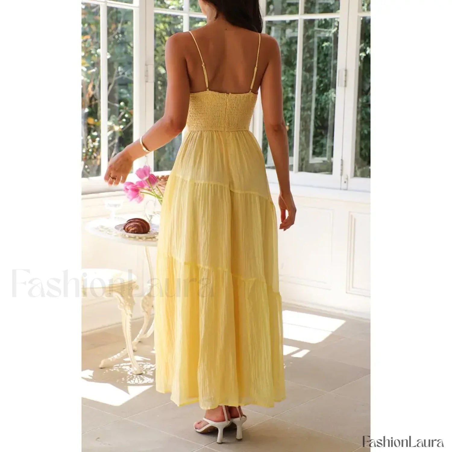 Smocked Bow-Front Midi Dress