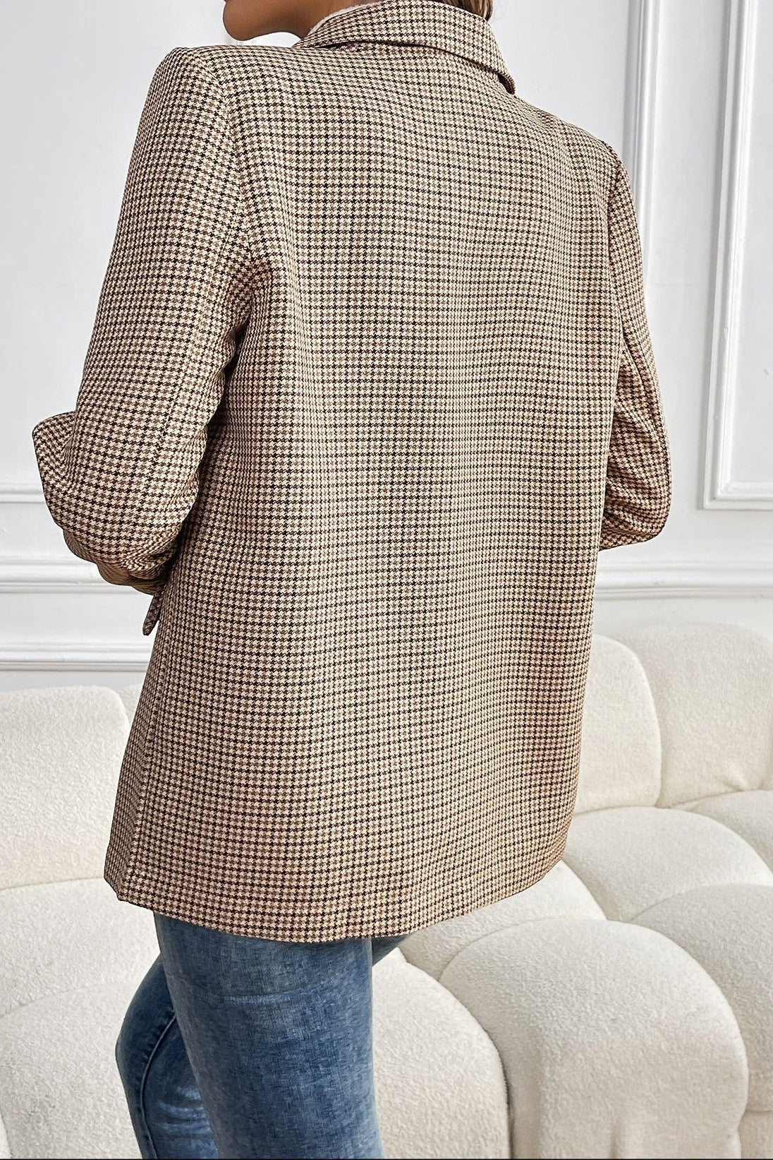 Houndstooth Double Breasted Blazer