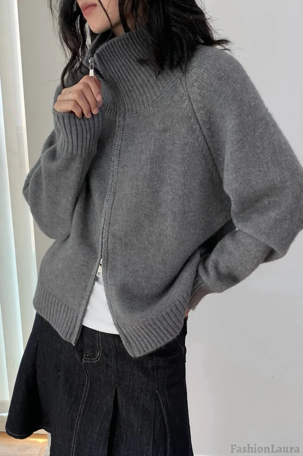Soft Knit Zipper Cardigan