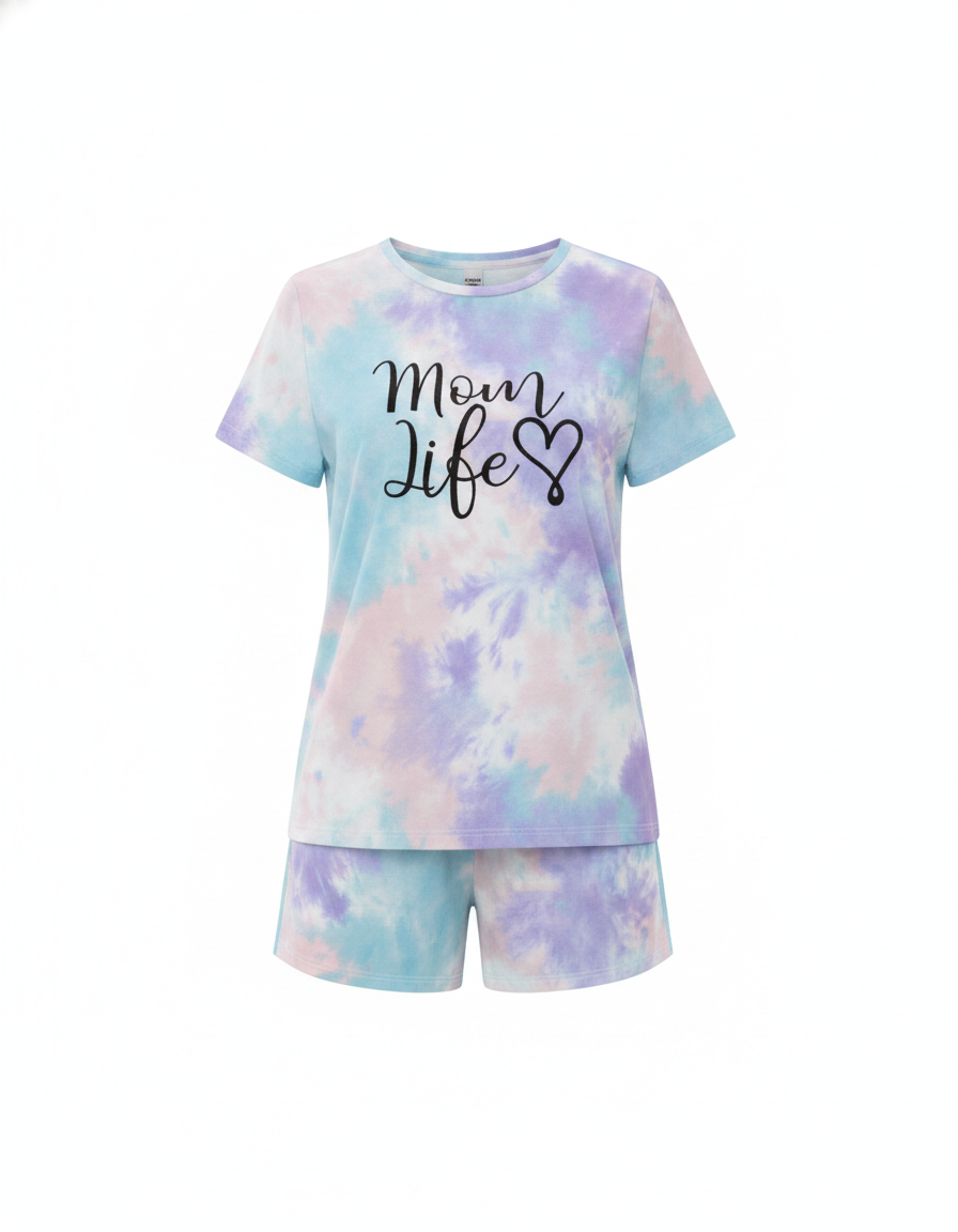 Soft-Stretch Tie-Dye Pajama Set for Women | Comfortable Loungewear wit