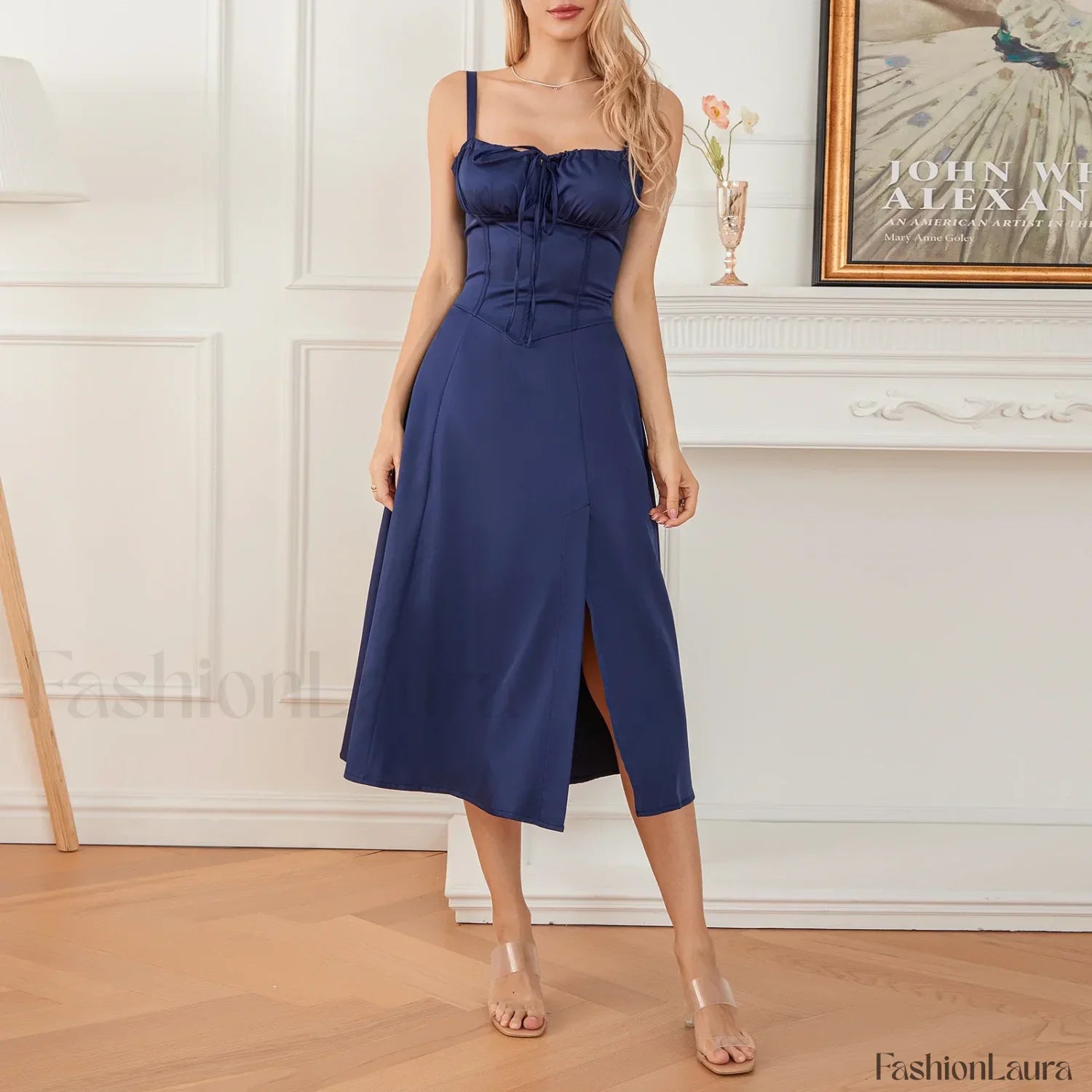 Solid Bandage A-Line Midi Dress