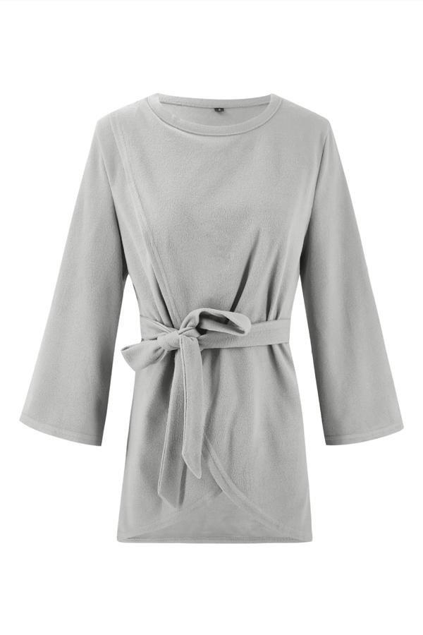 Solid Color Belt Irregular Coat