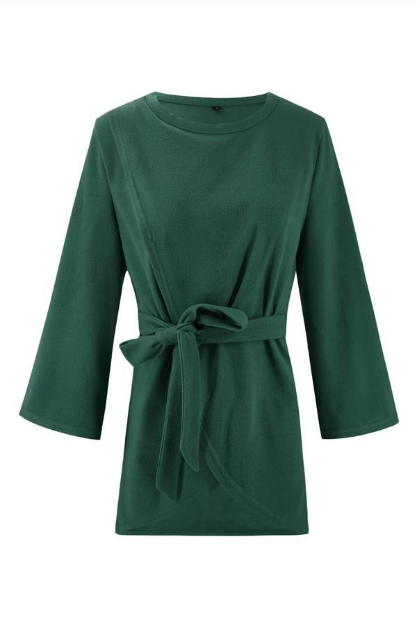 Solid Color Belt Irregular Coat