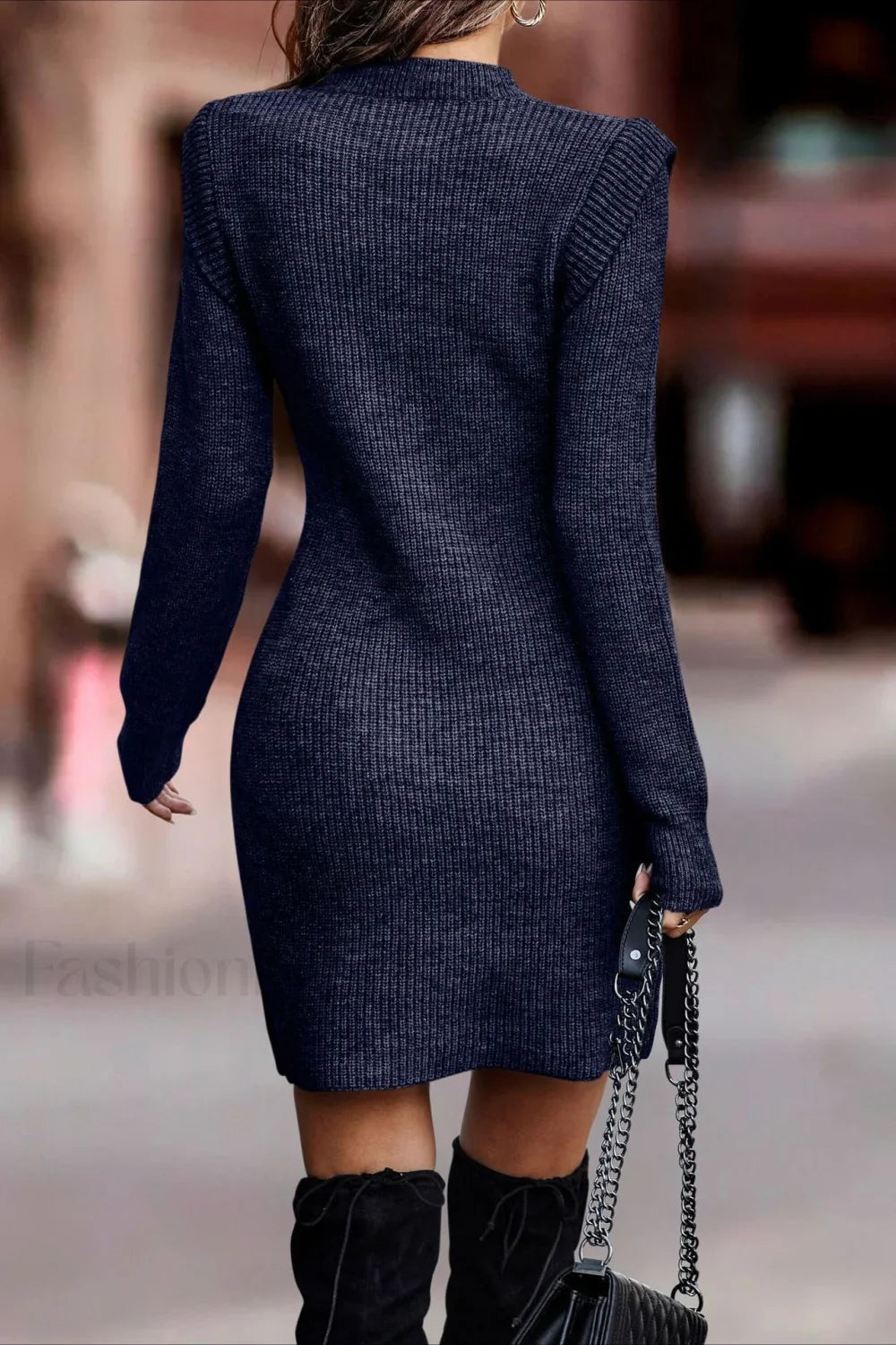 Solid Color Bodycon Knit Sweater
