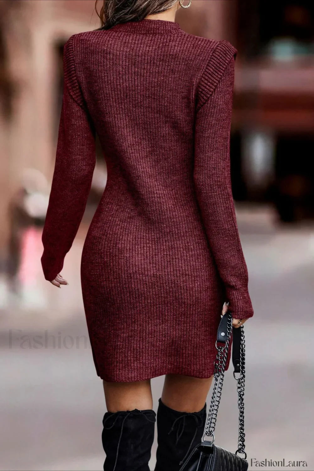 Solid Color Bodycon Knit Sweater