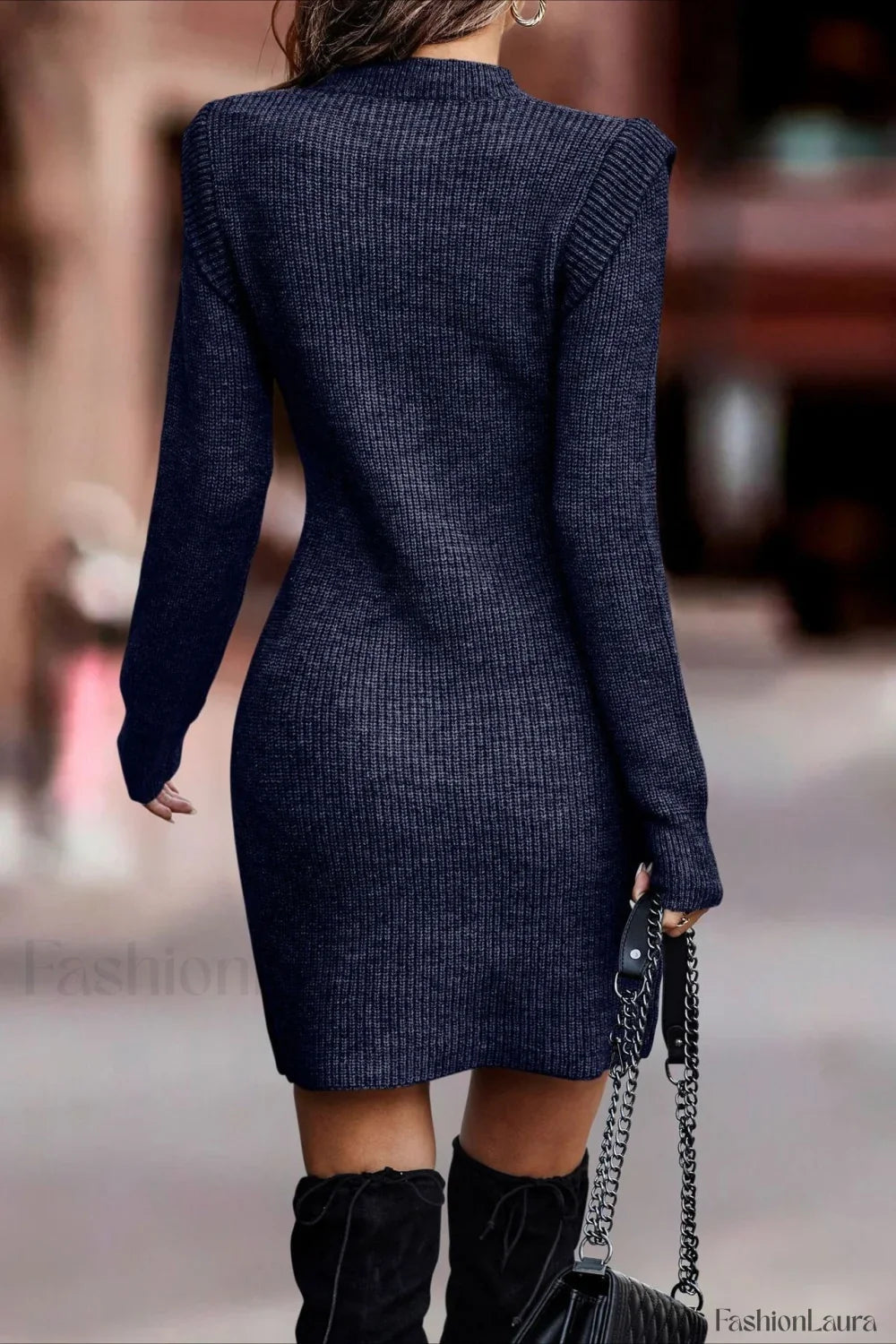 Solid Color Bodycon Knit Sweater