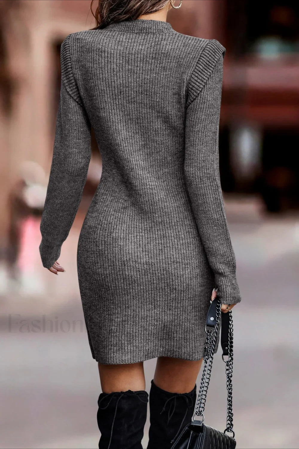 Solid Color Bodycon Knit Sweater