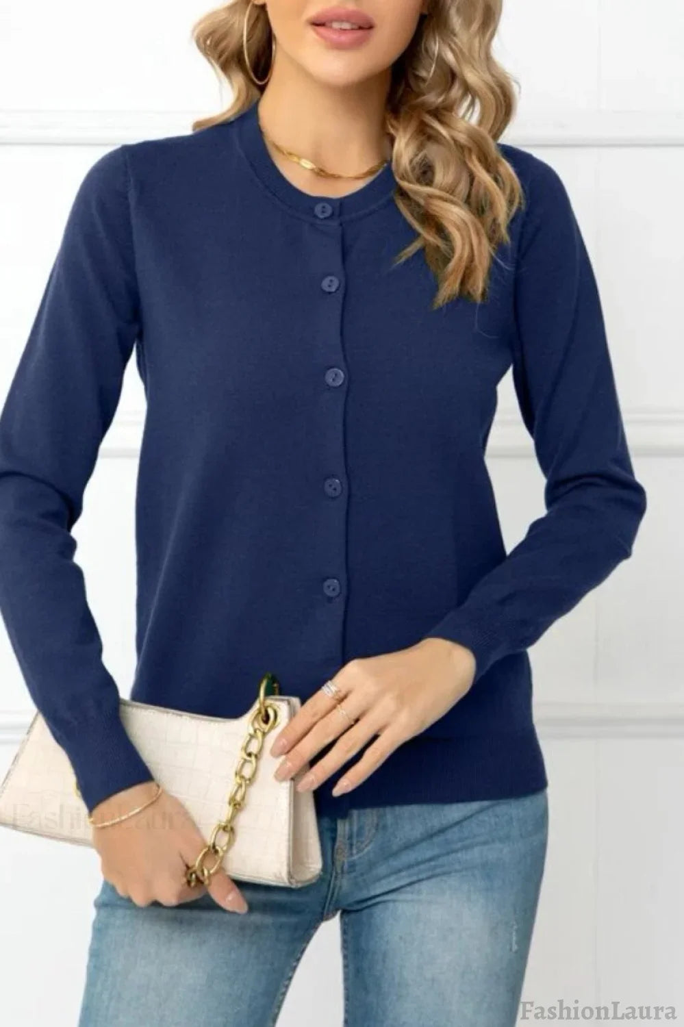 Solid Color Knit Cardigan