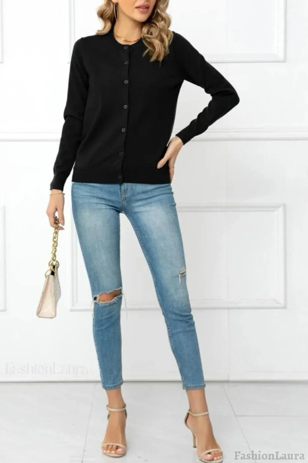 Solid Color Knit Cardigan