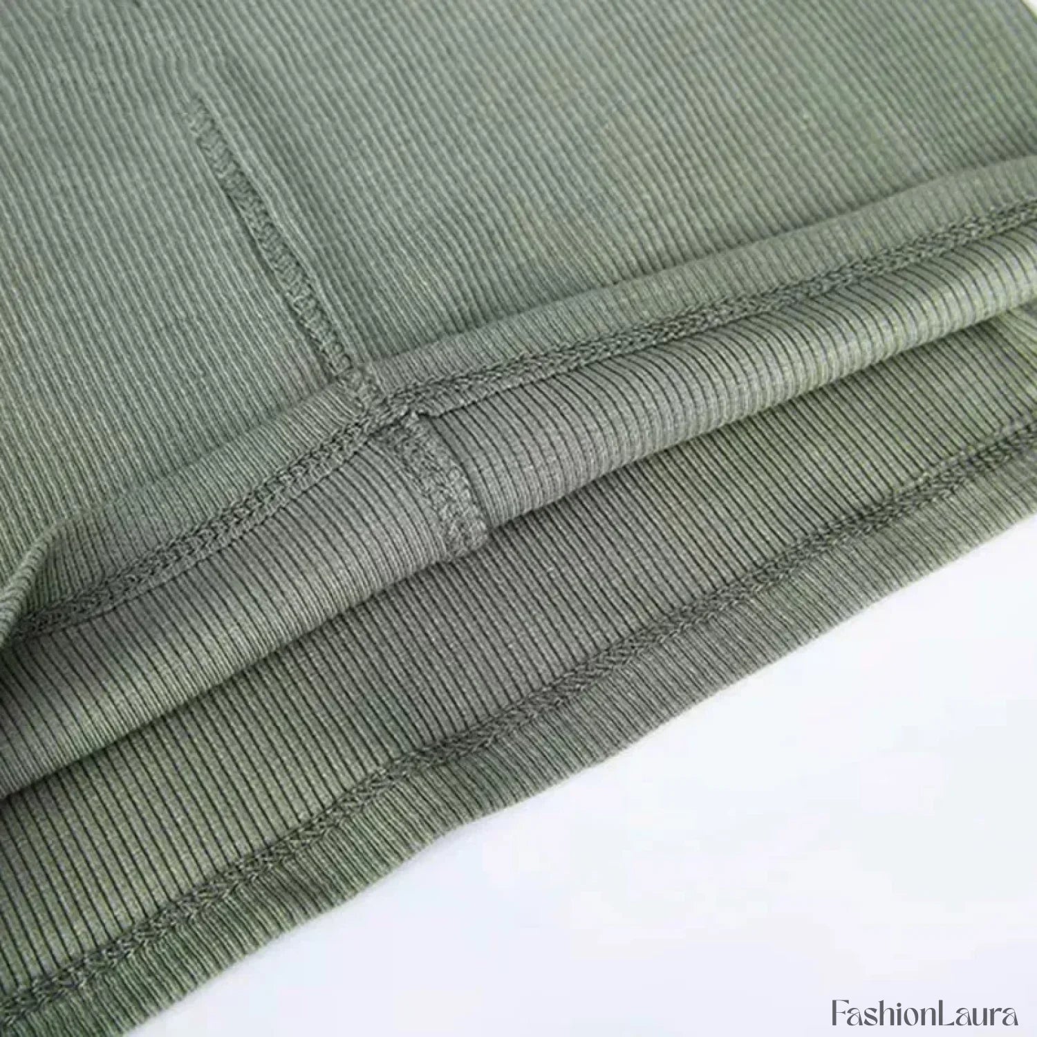 Solid Color Ribbed Knit Crop Top