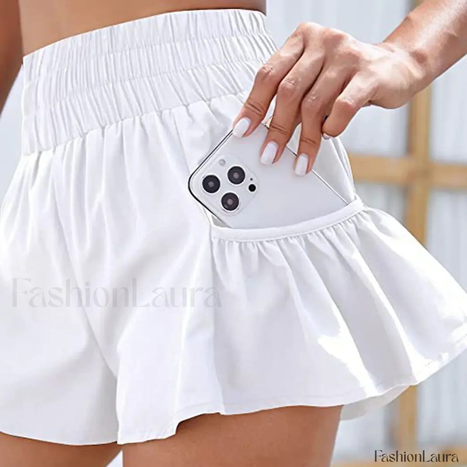 Solid Color Tennis Skirt Yoga Shorts Gym Sportswear Loose Short