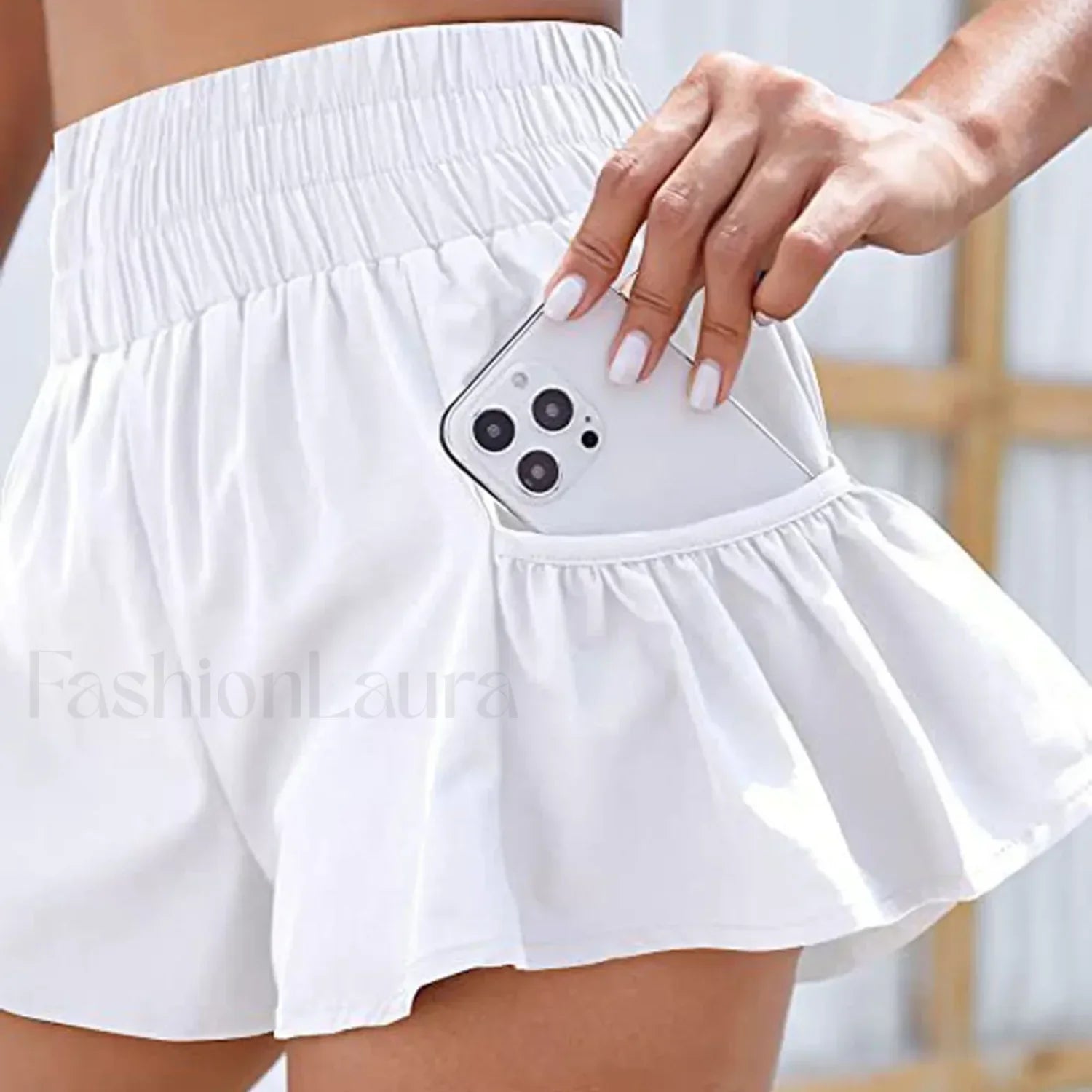 Solid Color Tennis Skirt Yoga Shorts Gym Sportswear Loose Short