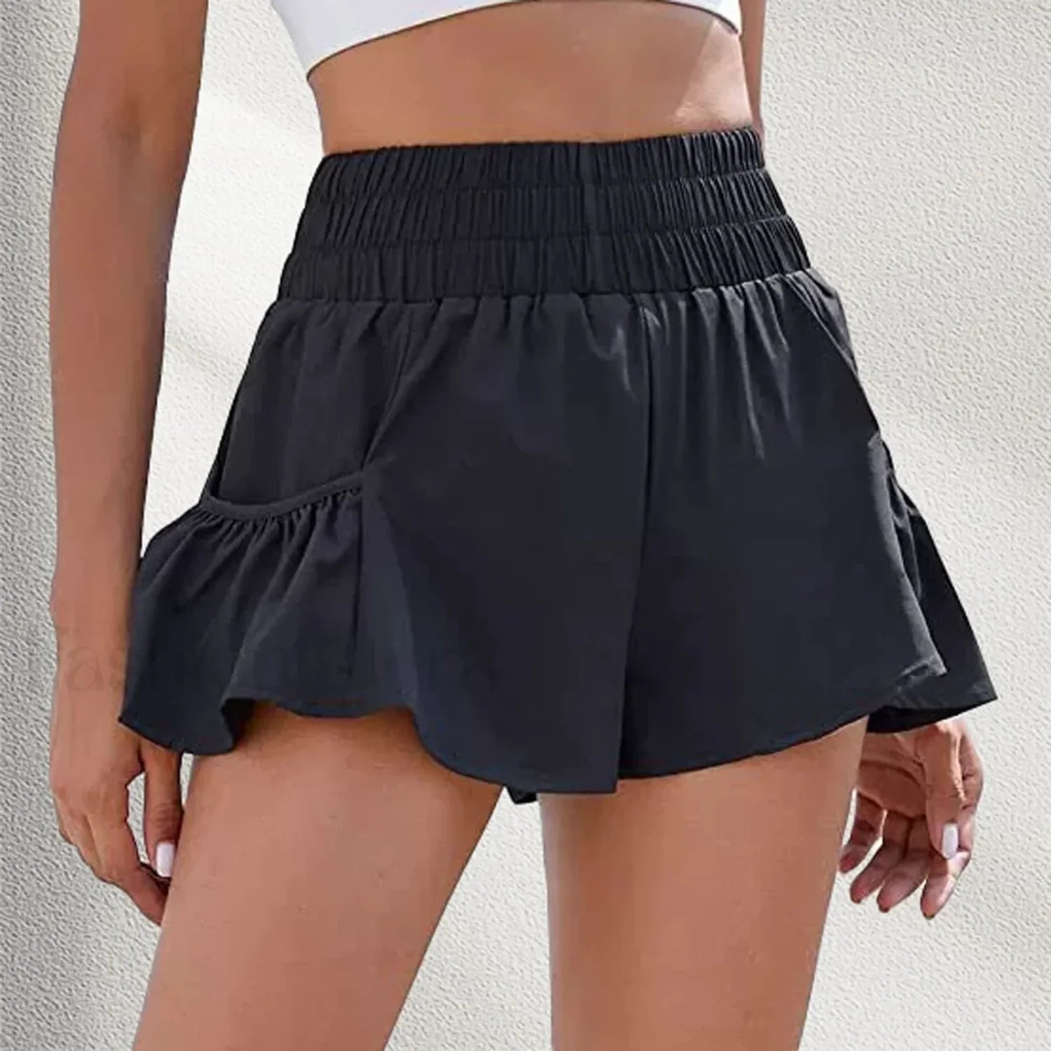 Solid Color Tennis Skirt Yoga Shorts Gym Sportswear Loose Short