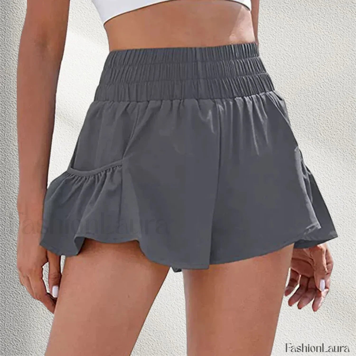 Solid Color Tennis Skirt Yoga Shorts Gym Sportswear Loose Short