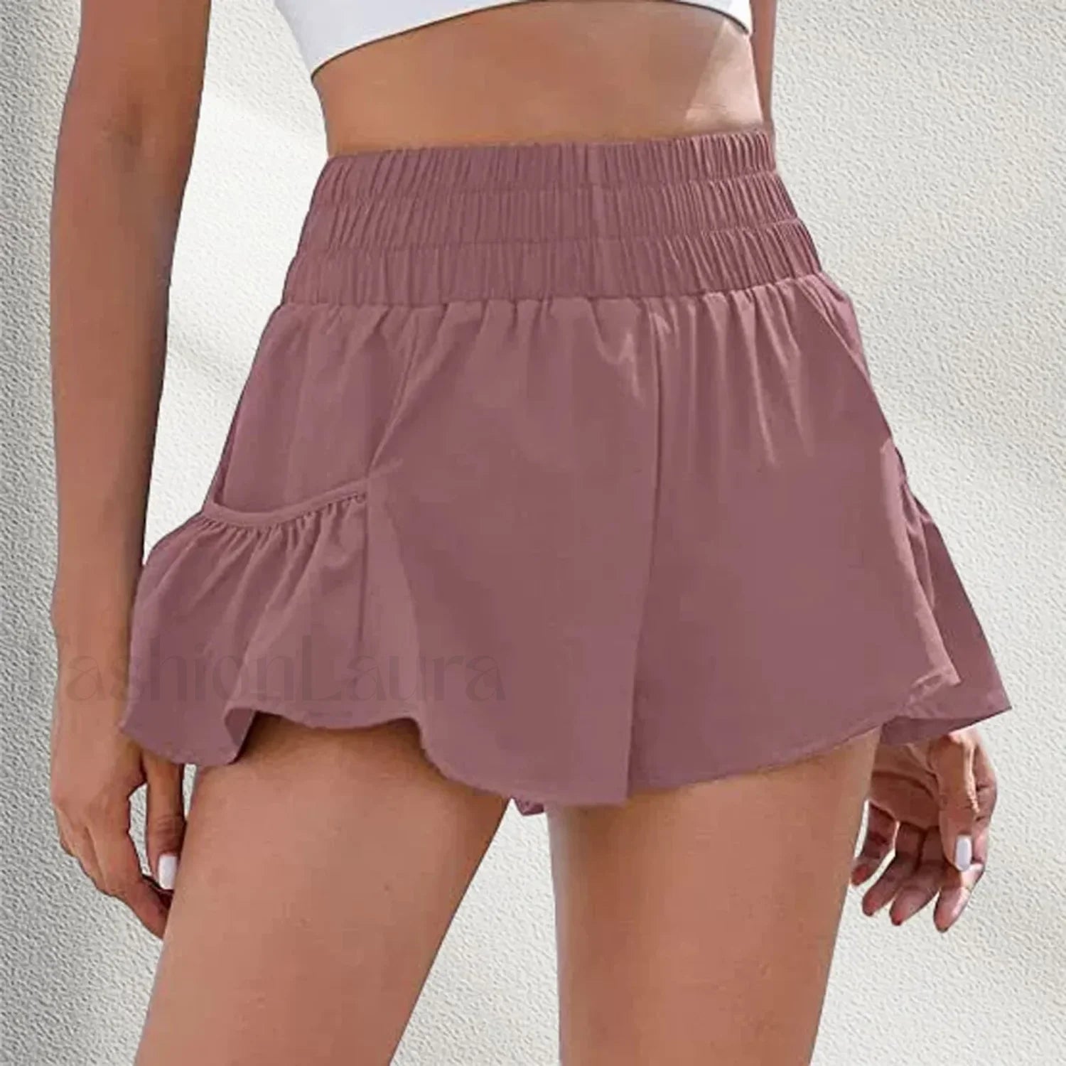 Solid Color Tennis Skirt Yoga Shorts Gym Sportswear Loose Short