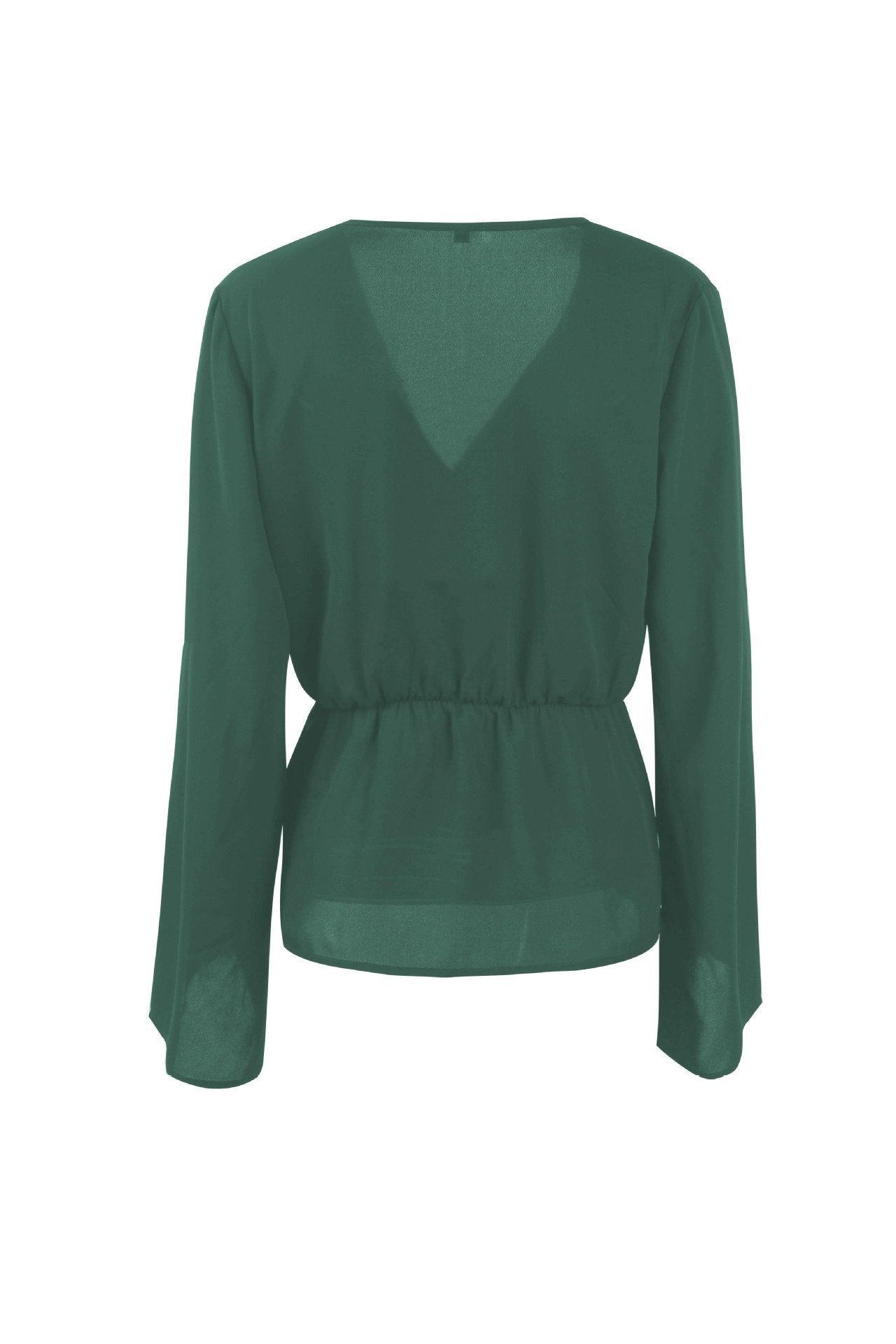 Solid Color V Neck Knot Blouse