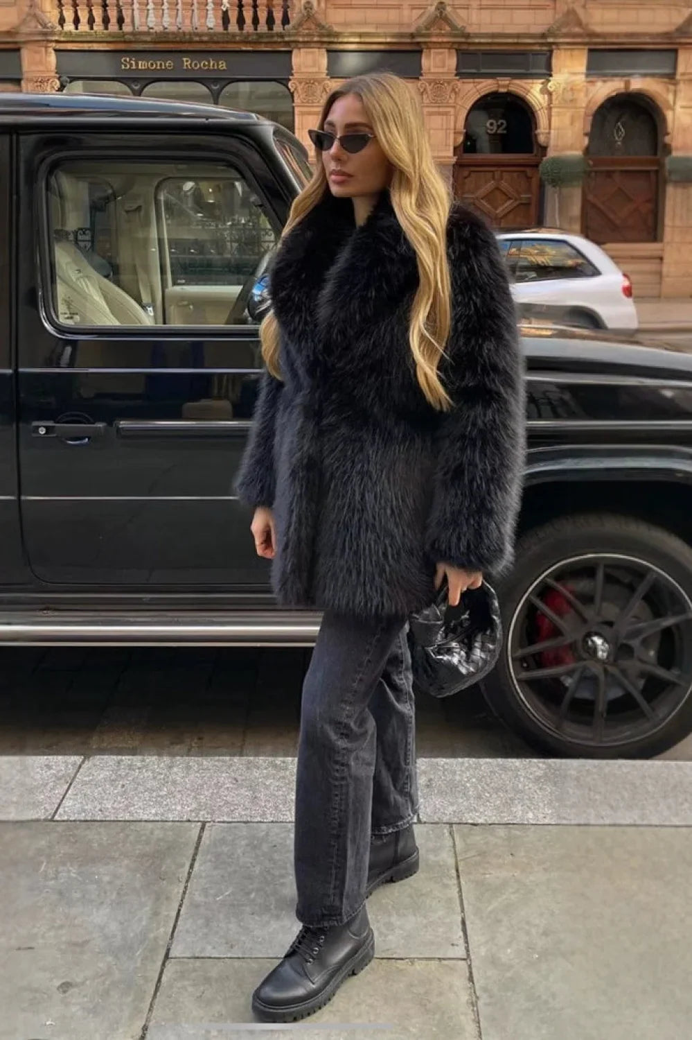 Solid Eco Faux Fur Coat