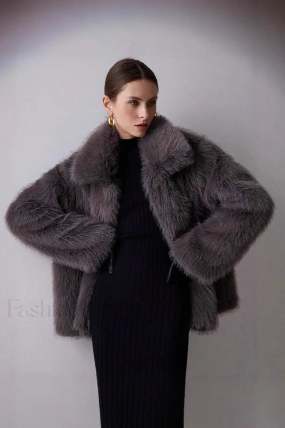 Solid Faux Fur Winter Coat